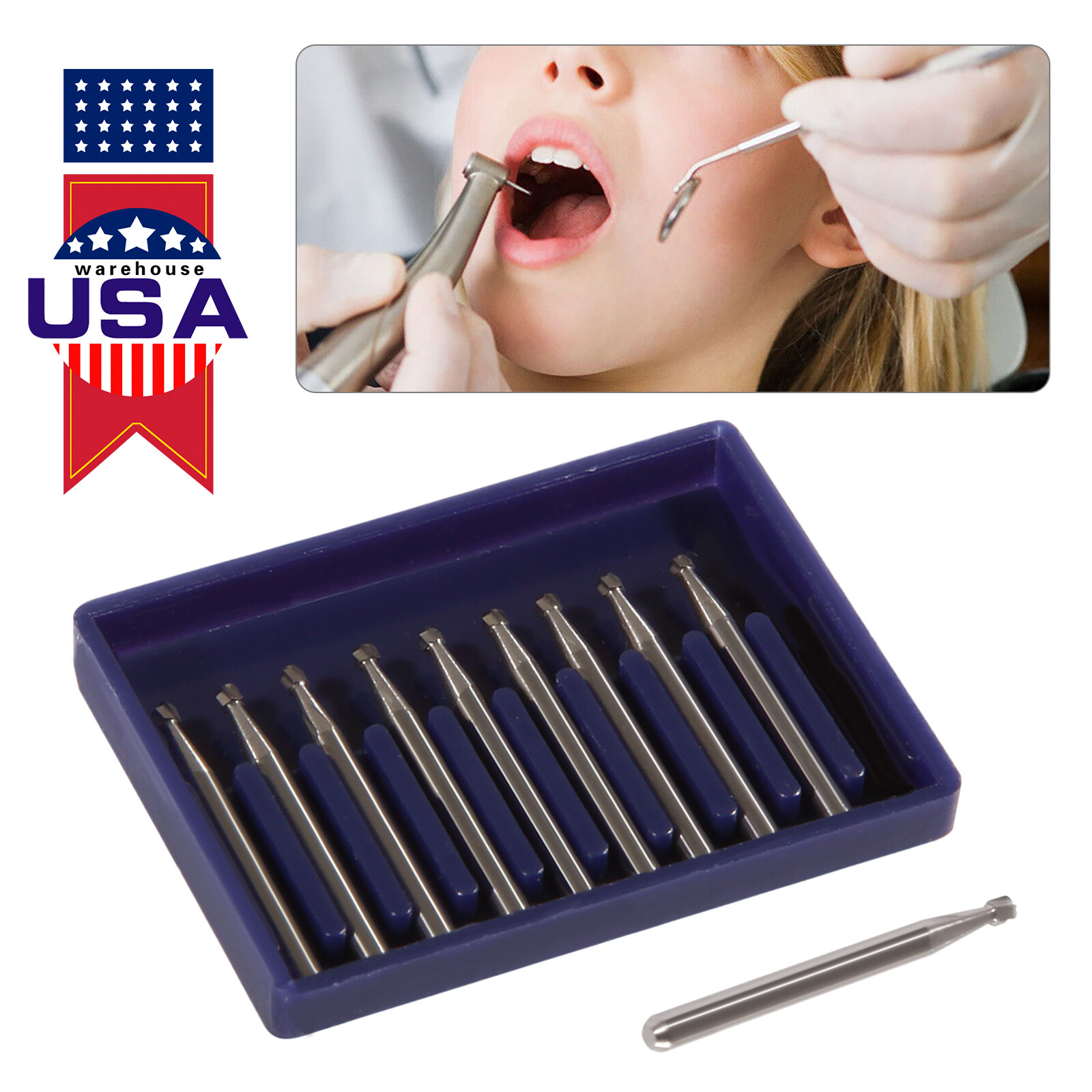 FG 3 Dental Round Carbide Steel Drills Burs FG Bur for High Speed Handpiece