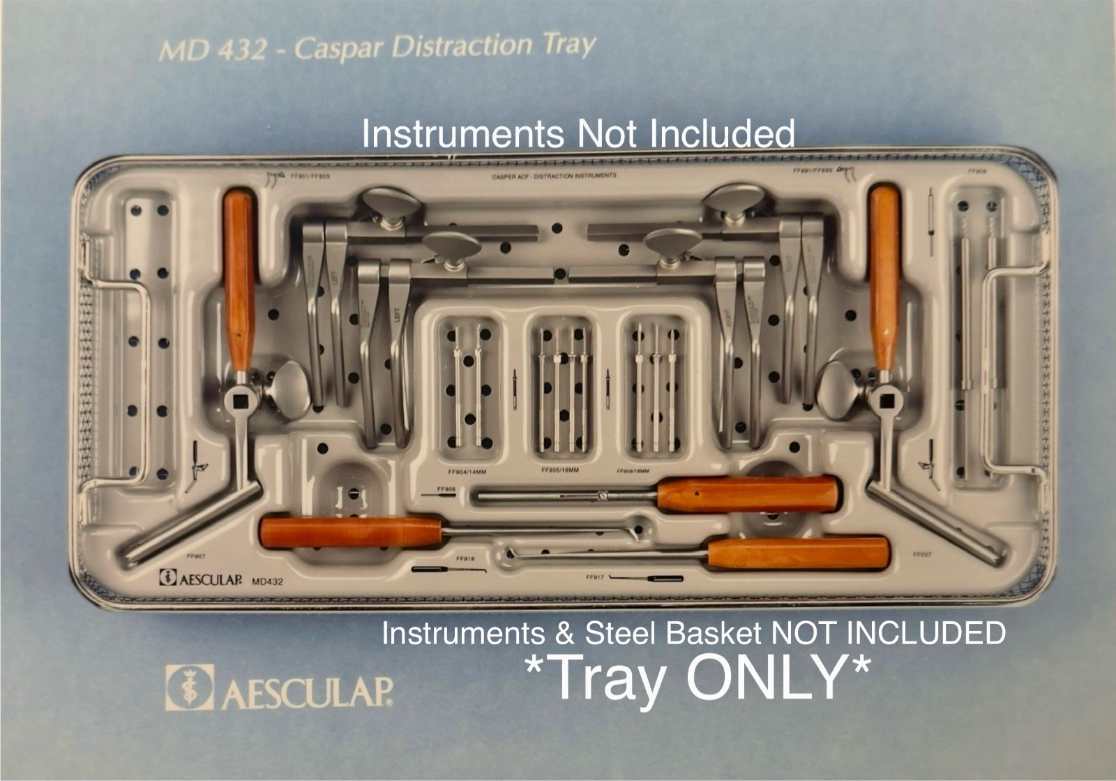 AESCULAP Caspar Distraction Instruments Sterilization Tray MD432