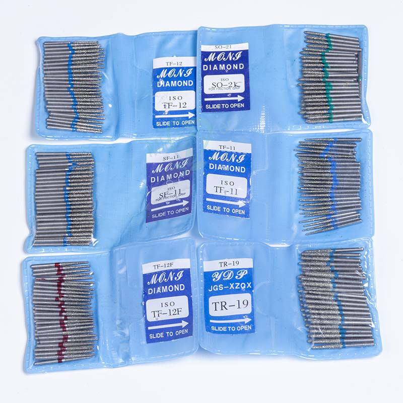 100 Pcs Dental Friction Grip For High Speed Handpiece Polishing Diamond Burs
