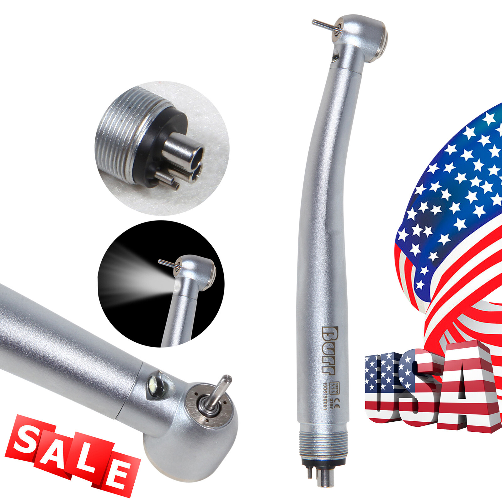 NSK Style Dental High Speed Handpiece (LED E-generator) Large Head Push 4 Hole