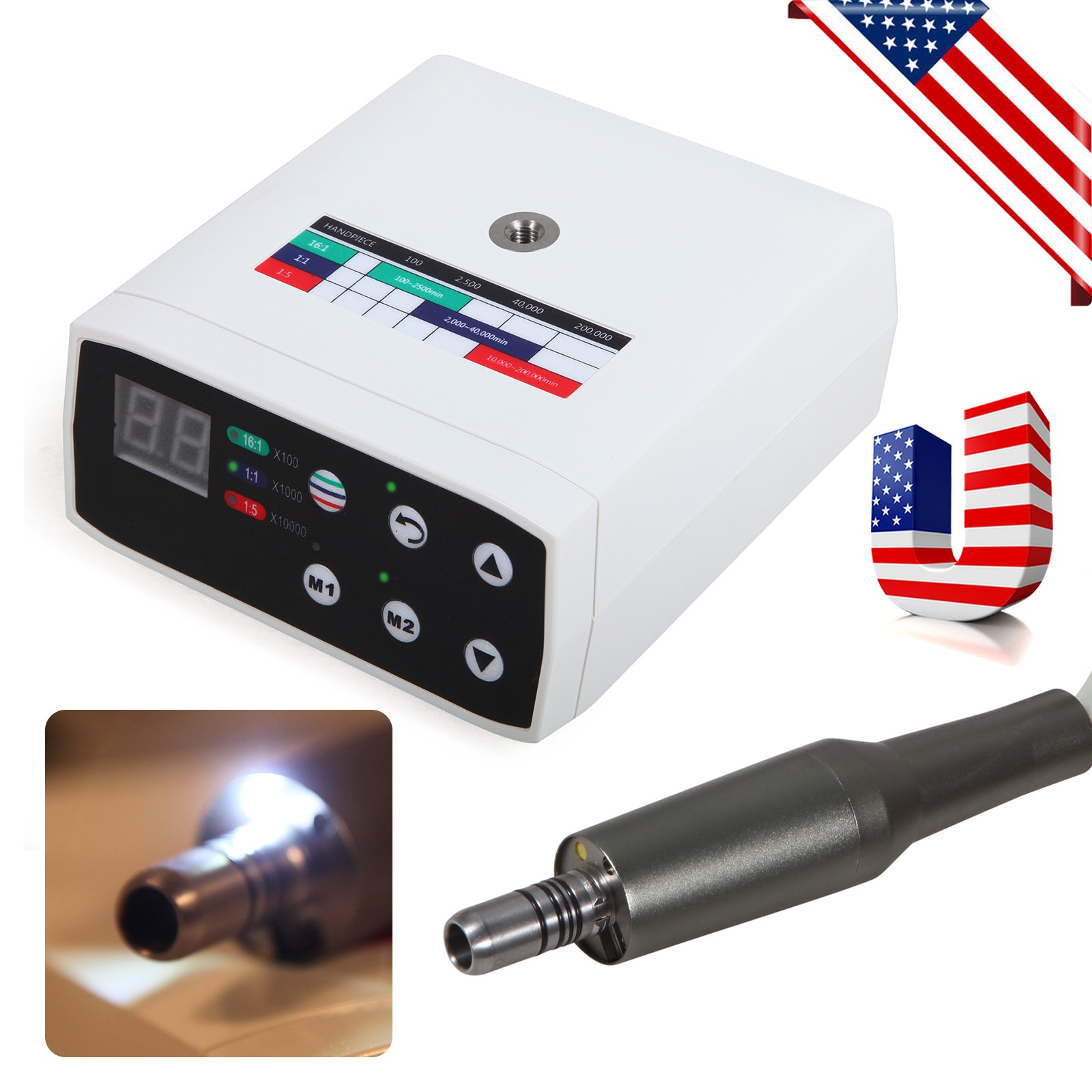 Dental LED Brushless fit 1:1/1:5/16:1 Electric Micro Motor Internal E-type 4H US