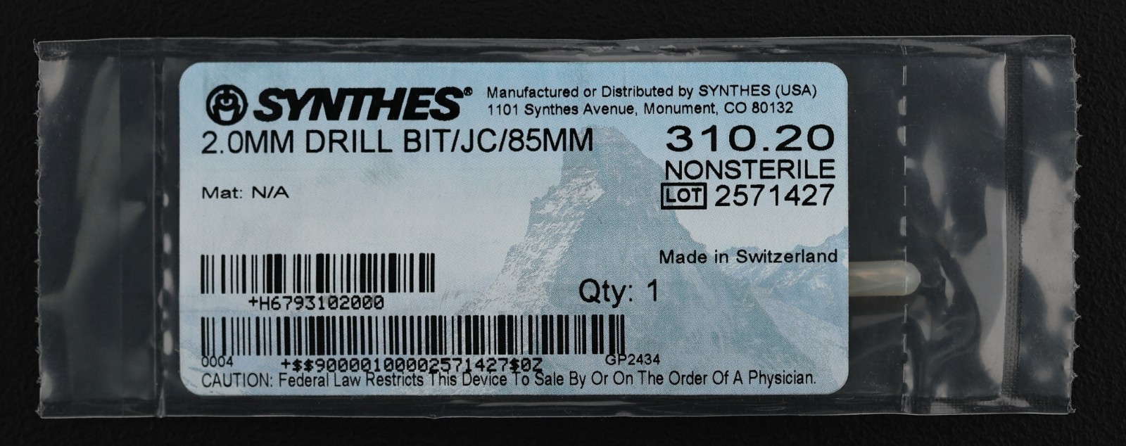 310.20 Drill Bit/JC/85mm, 2mm Bit, 3.25″