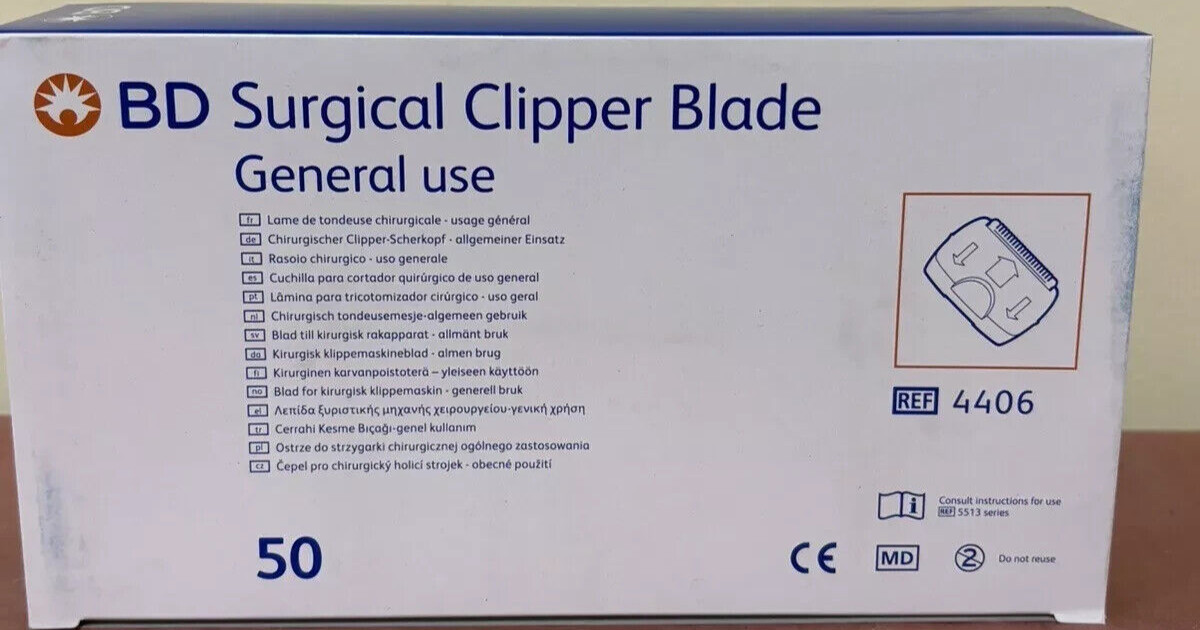 BD Surgical Clipper Blades 4406 Box of 50 Exp07/2028