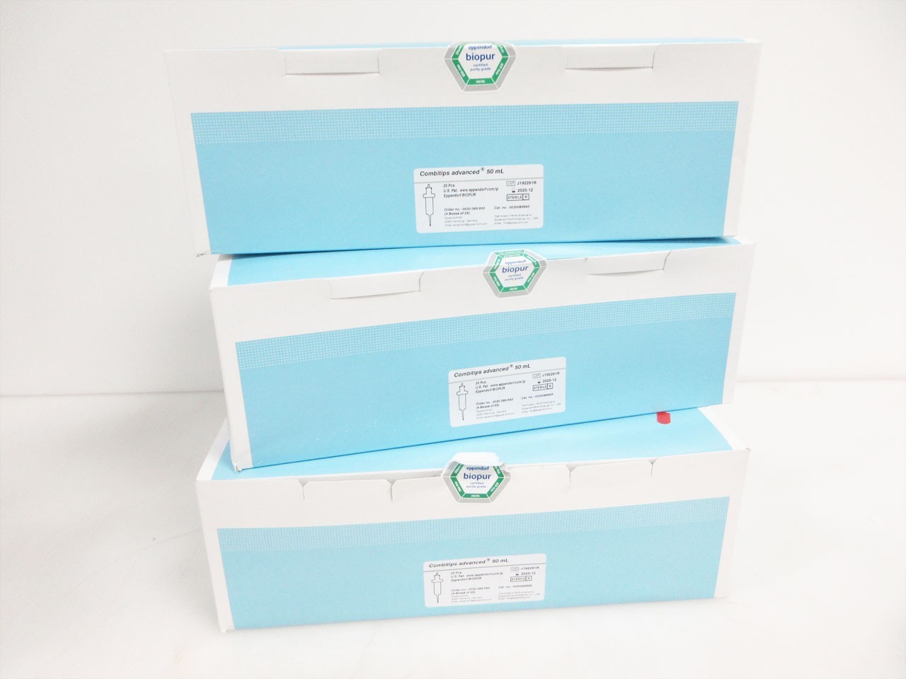 THREE BOXES (75 TIPS TOTAL) EPPENDORF 0030089693 50 mL COMBITIPS EXP 2025-12
