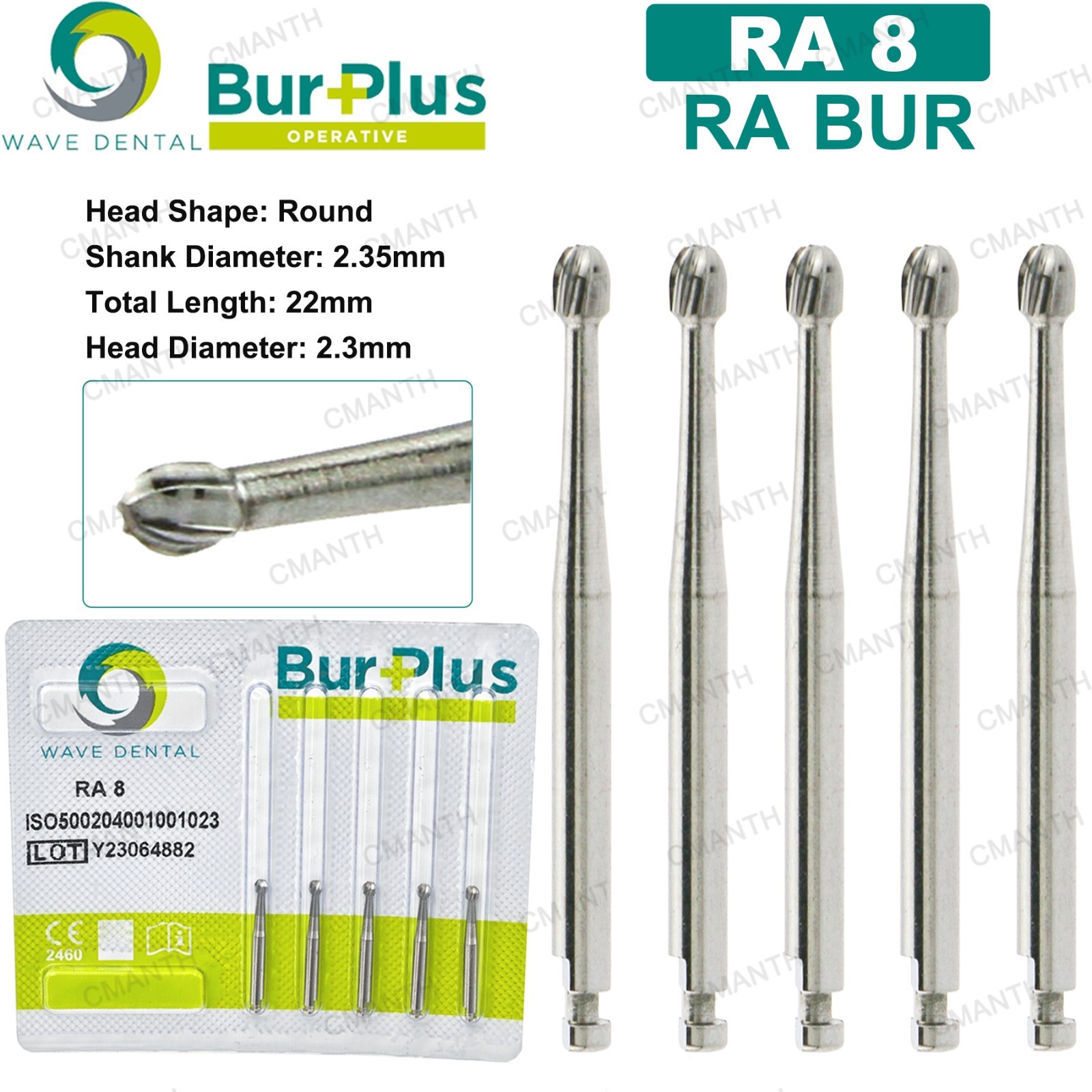 Wave Dental Carbide Burs Implant Bur Latch RA 2.35mm For Slow Speed Contra Angle