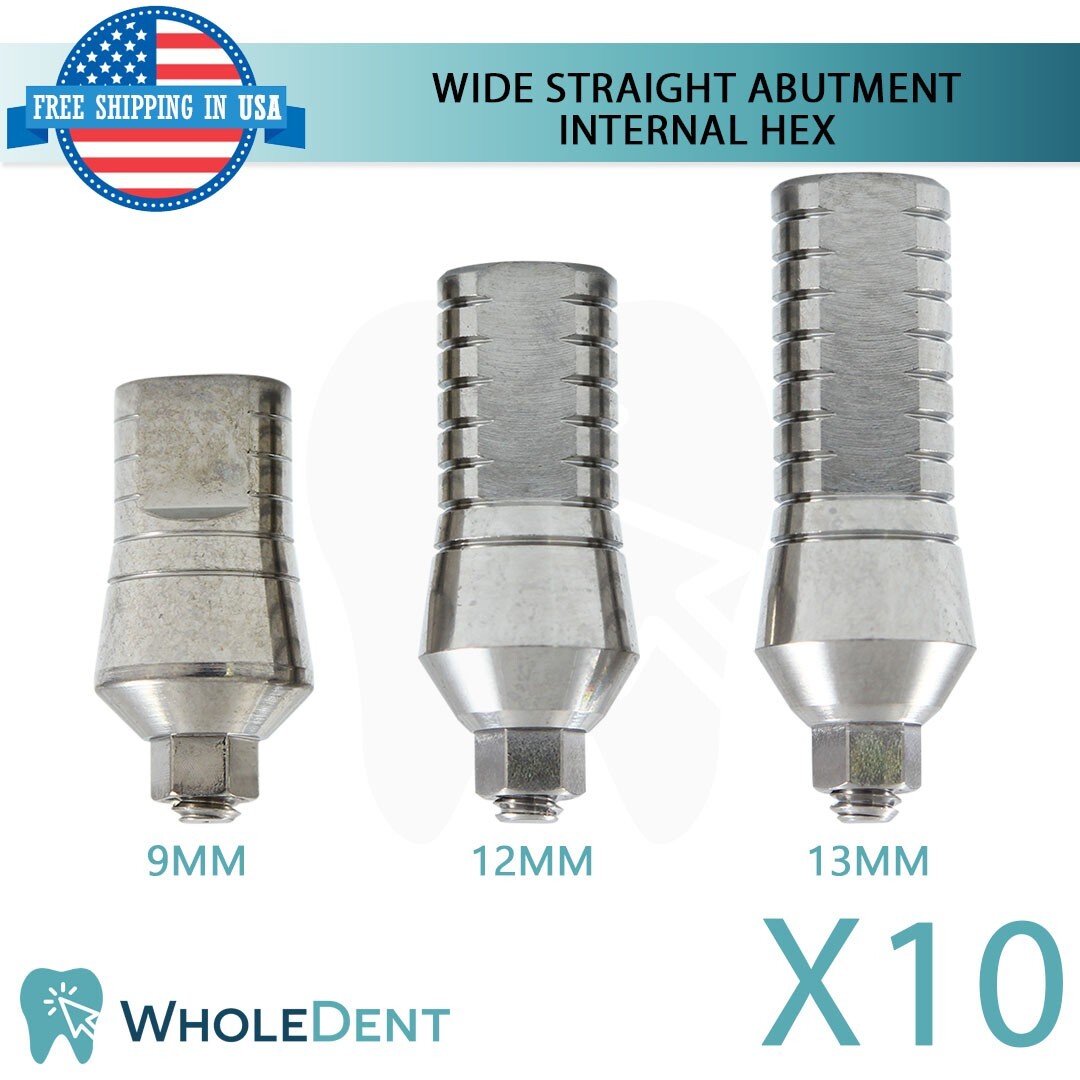 10x Straight Abutment Wide Platform Ø5.5mm Int Hex 2.42mm Dental