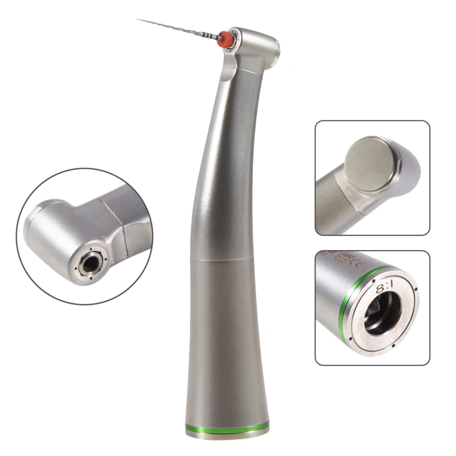 Dental 8:1 Green Endo Contra Angle Handpiece Mini Head Quattro Spray for Prophy