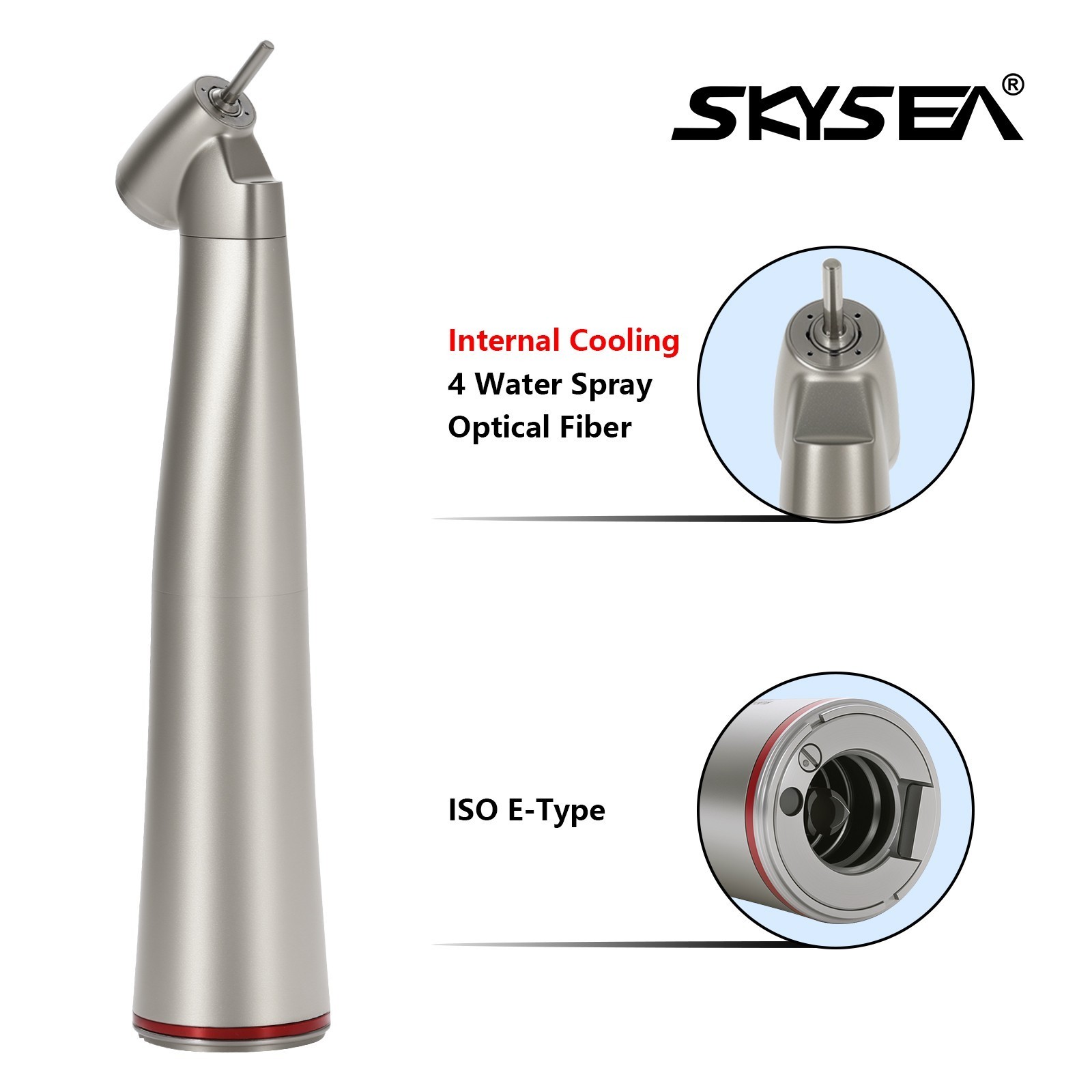 Dental 1:4.2 45 Degree LED Contra Angle Handpiece Quattro Spray Inner Cooling
