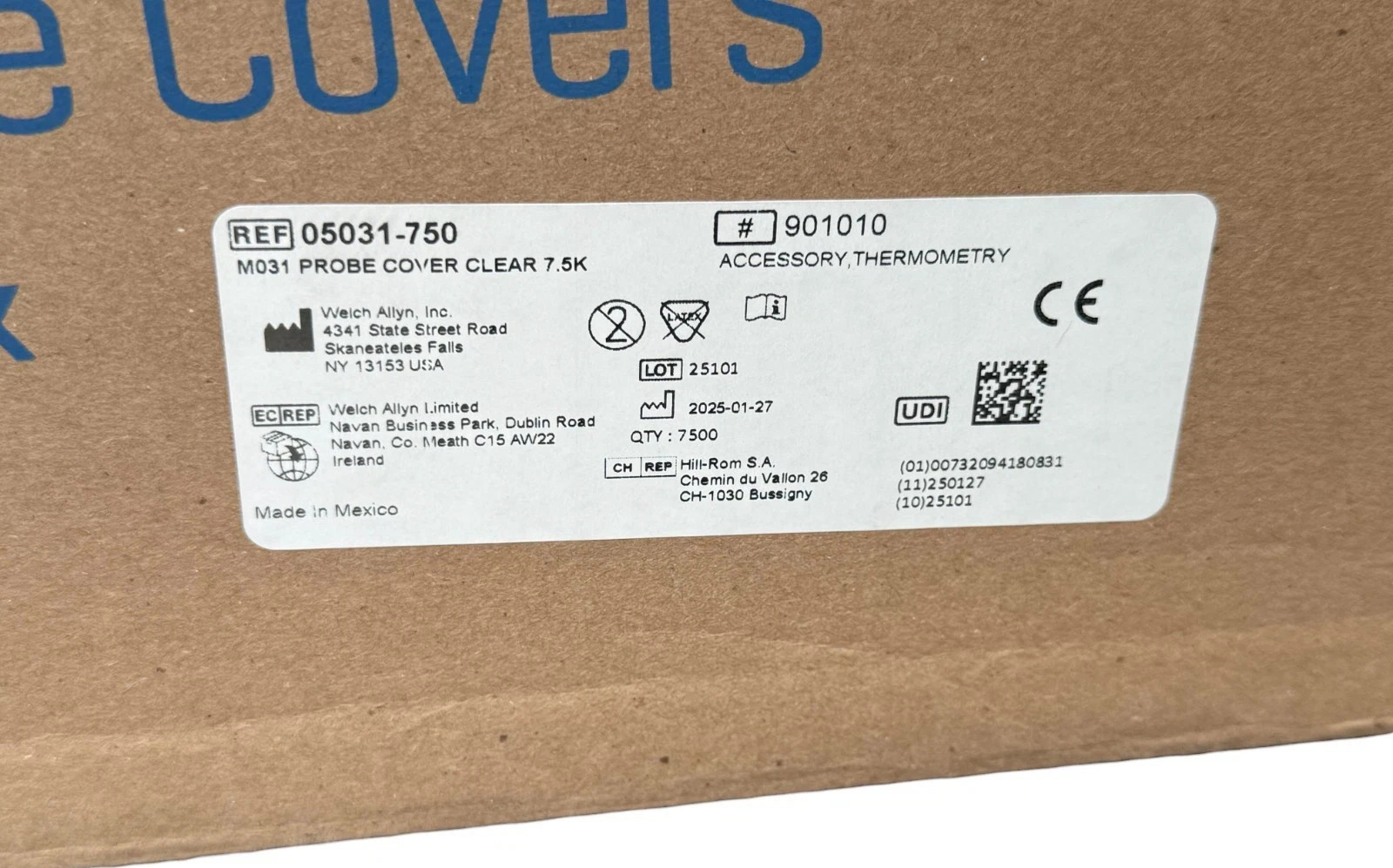 CASE OF 7500: Welch Allyn / Baxter SureTemp Probe Covers, Dispenser REF: 05031