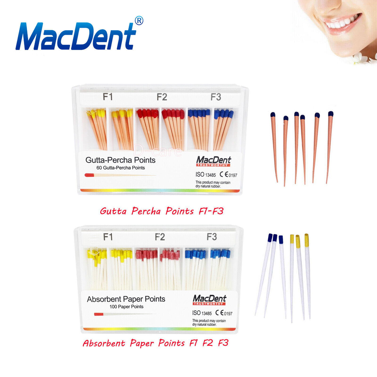 MacDent Dental Endodontic Gutta Percha Points/Absorbent Paper Points Taper .02