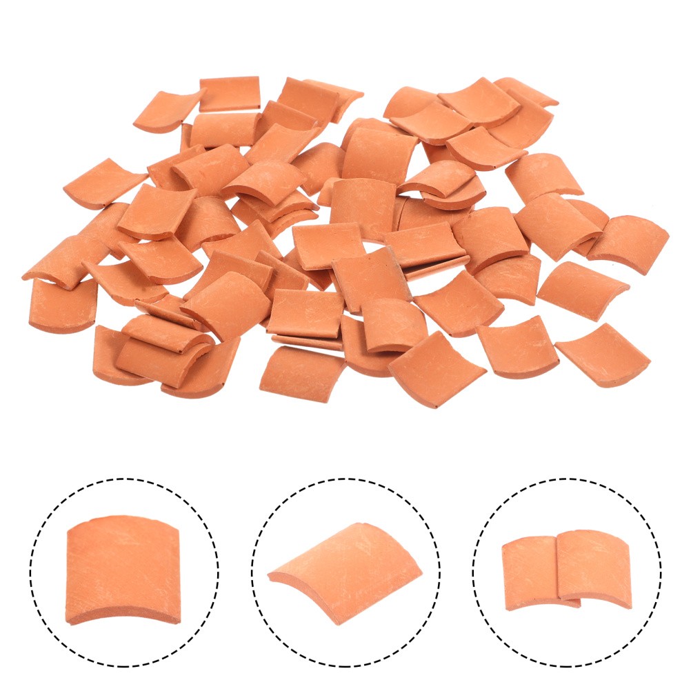 80 Pcs Roofing Materials Dollhouse Fake Tiles Models Micro Landscape