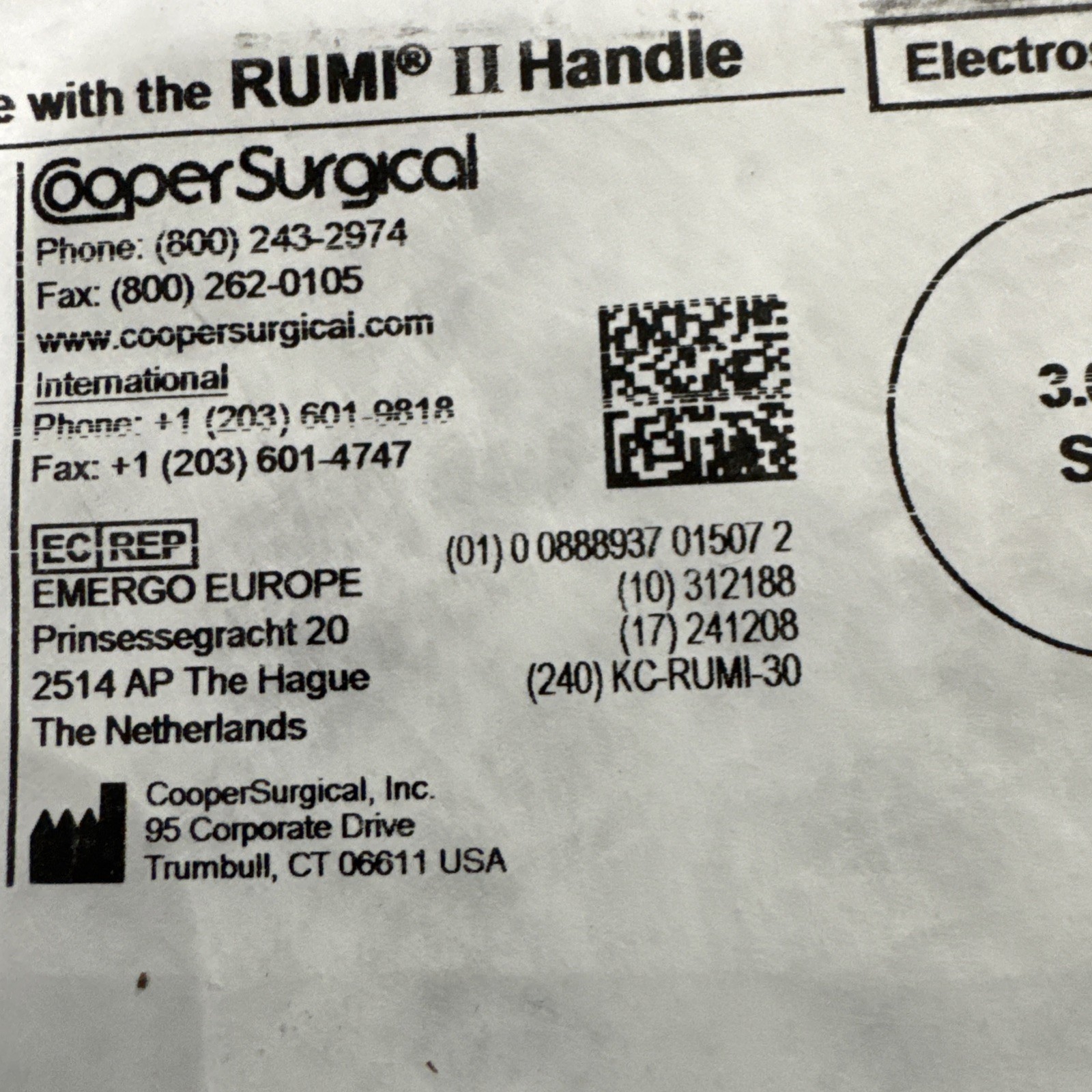 Cooper Surgical RUMI-3.0 Rumi II Handle Koh-Efficient Electrosurgery Lot Of 5