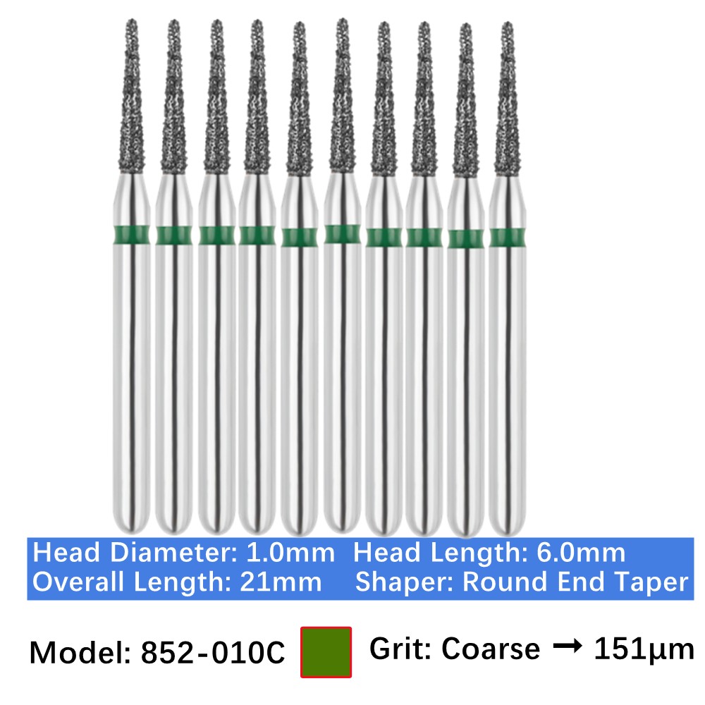 10/pk Dental FG Diamond Burs Christmas Tree 852-010C Coarse Grit for High Speed