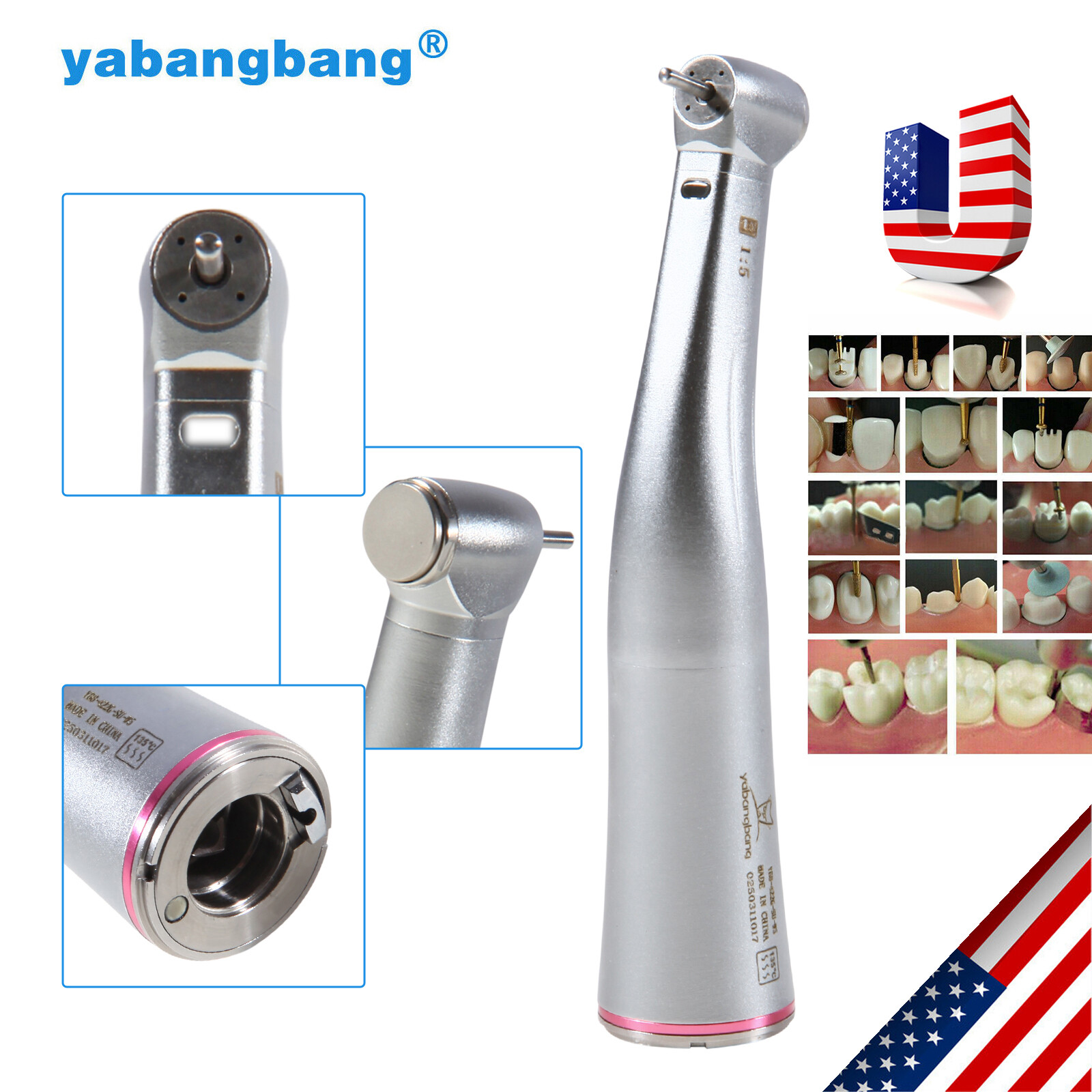 USA Dental 1:5 Mini Head LED Contra Angle Increasing Handpiece Fit for NSK po