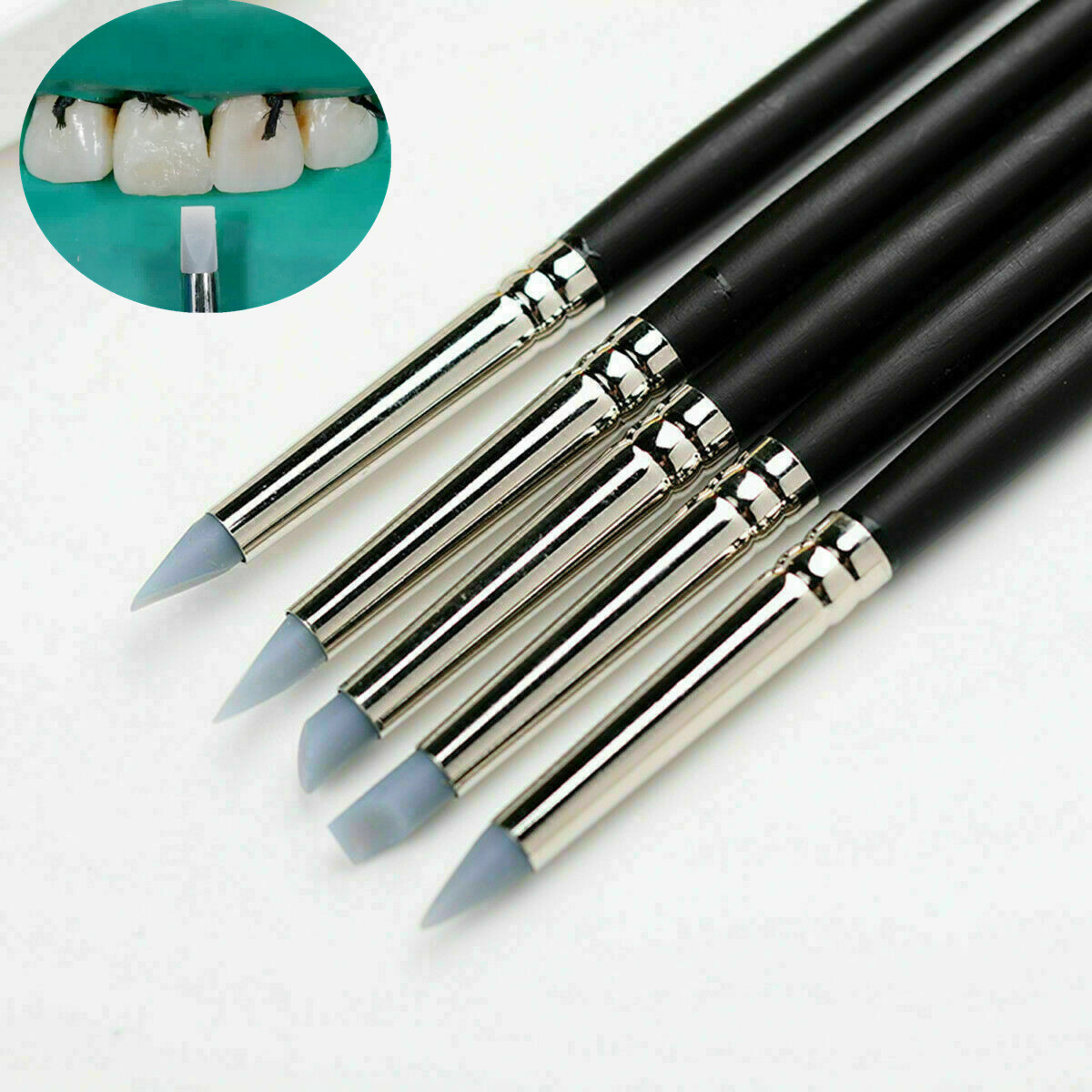5 Pcs Dental Resin Brush Pens Dental Shaping Silicone Composite Porcelain Teeth