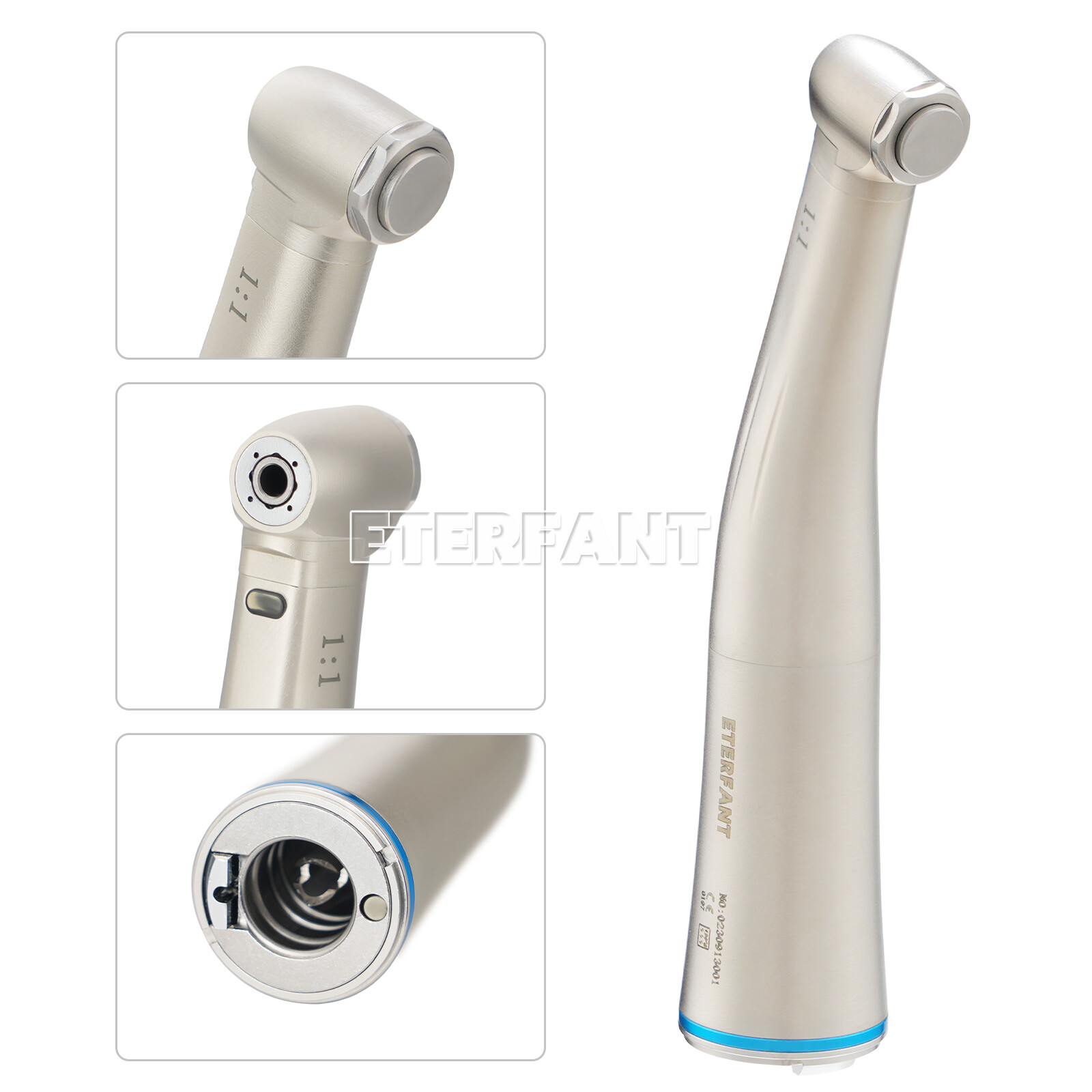 ETERFANT Dental 1:5/1:1Fiber Optic LED Contra Angle Handpiece NSK Electric Motor