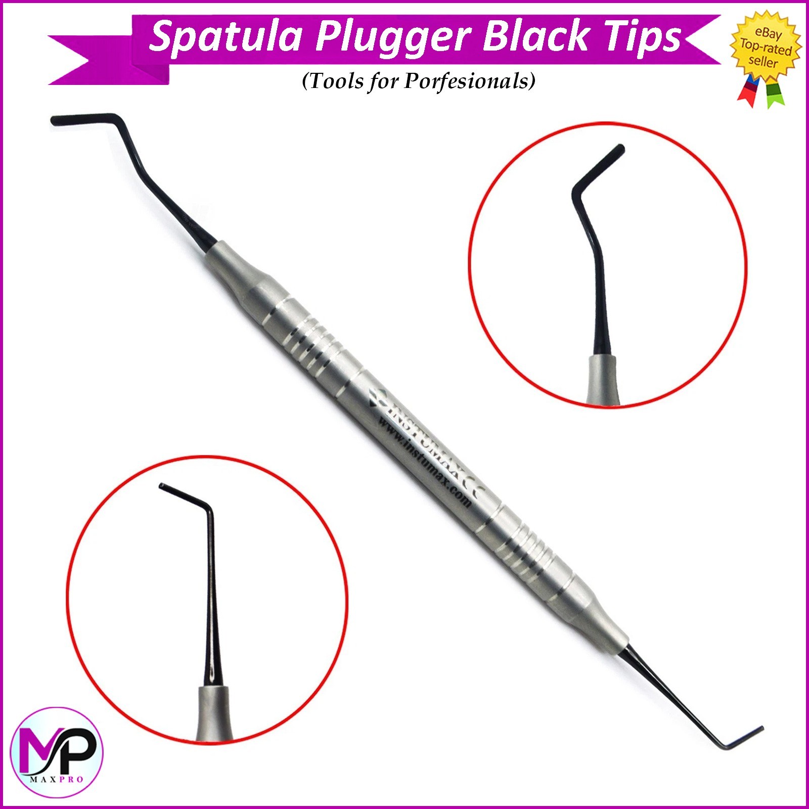 Dental Composite Filling Instruments Spatula & Plugger Titanium Black Tips X50