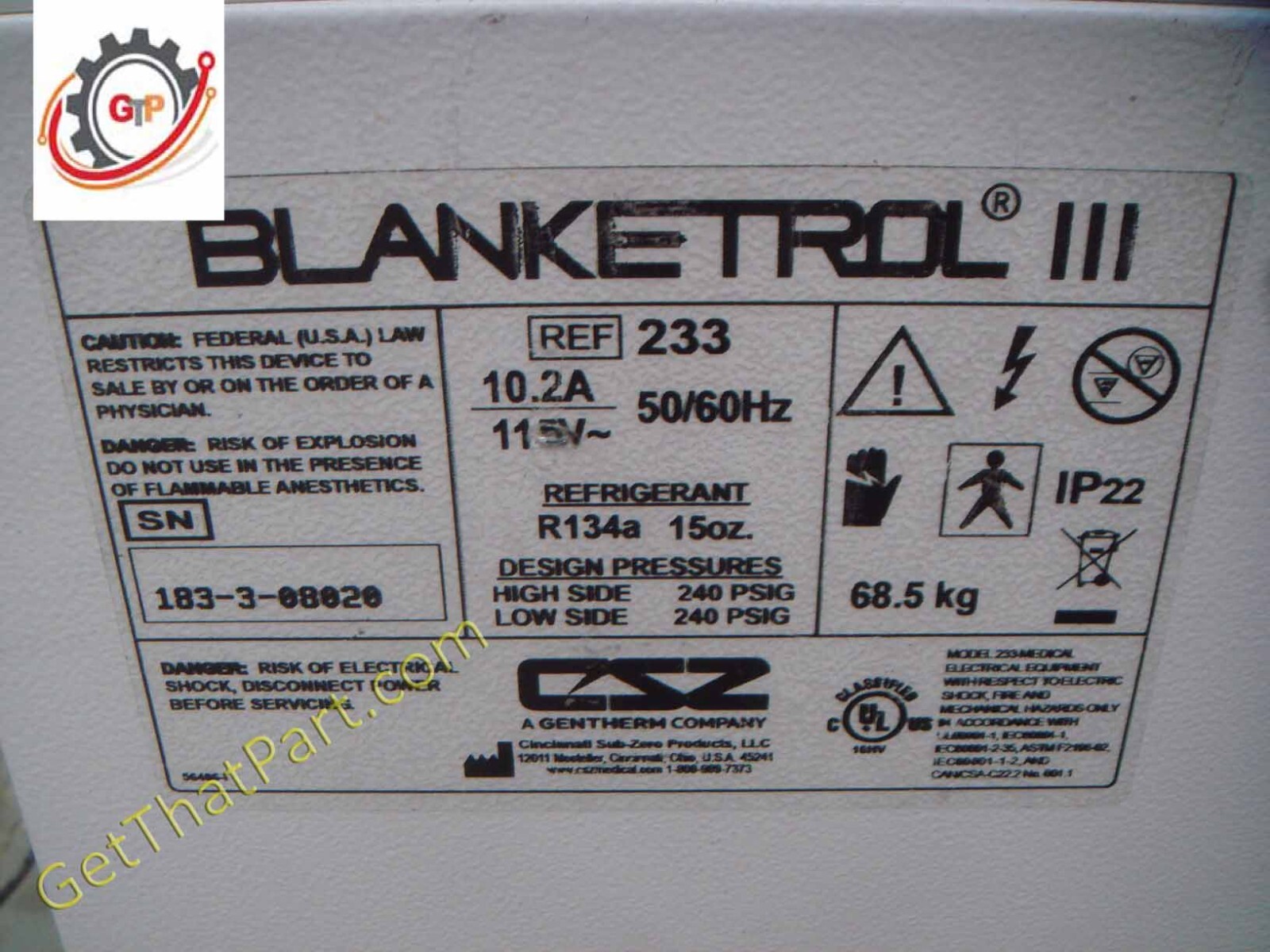 Gentherm Blanketrol III 233 4 Inch Swivel Non-Locking Caster Wheel