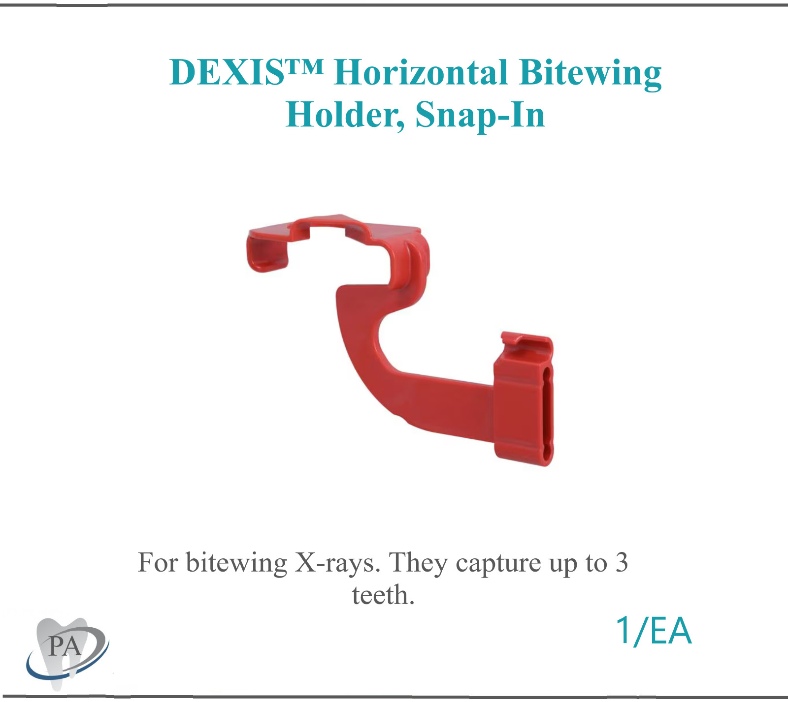 Dental X-Ray DEXIS Titanium & Platinum Sensor Holder Horizontal Bitewing Red 1Ea