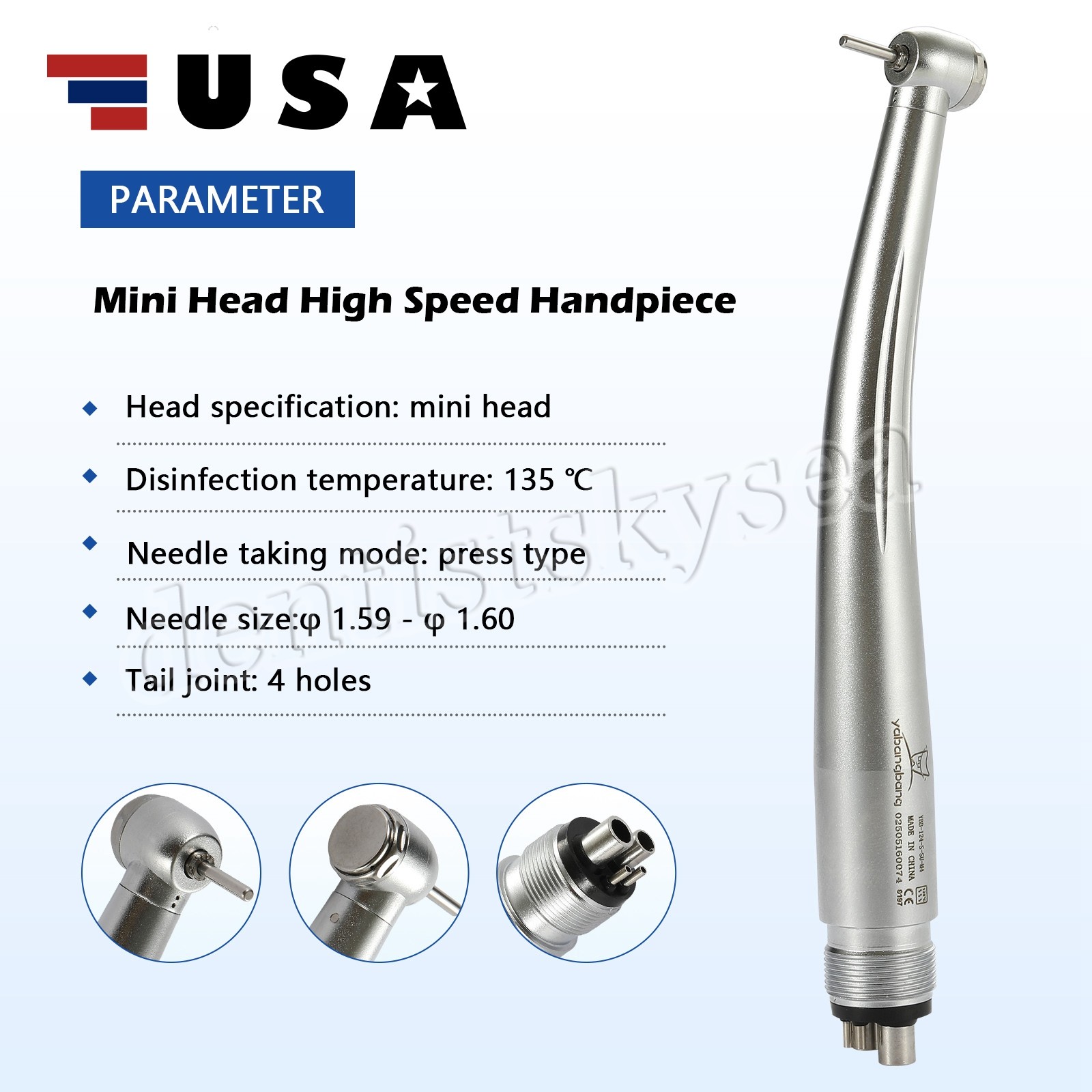 10Pcs Dental Fast High Speed Handpiece Push Button 4H U3BM Pediatric Mini