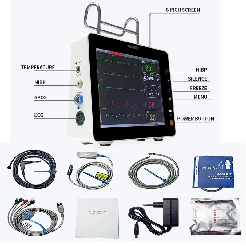 US Warehouse 8″ Screen Portable Multi-parameter Vital Signs Patient Monitor