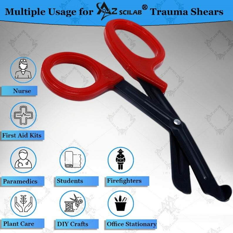 RED Stealth Fluoride Black Coated BLADES Trauma Paramedic Shears Scissors 7.5″