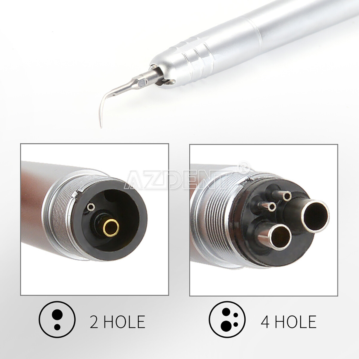 AZDENT Dental Ultrasonic Air Scaler Handpiece 4 Holes + 3 Compatible Tips