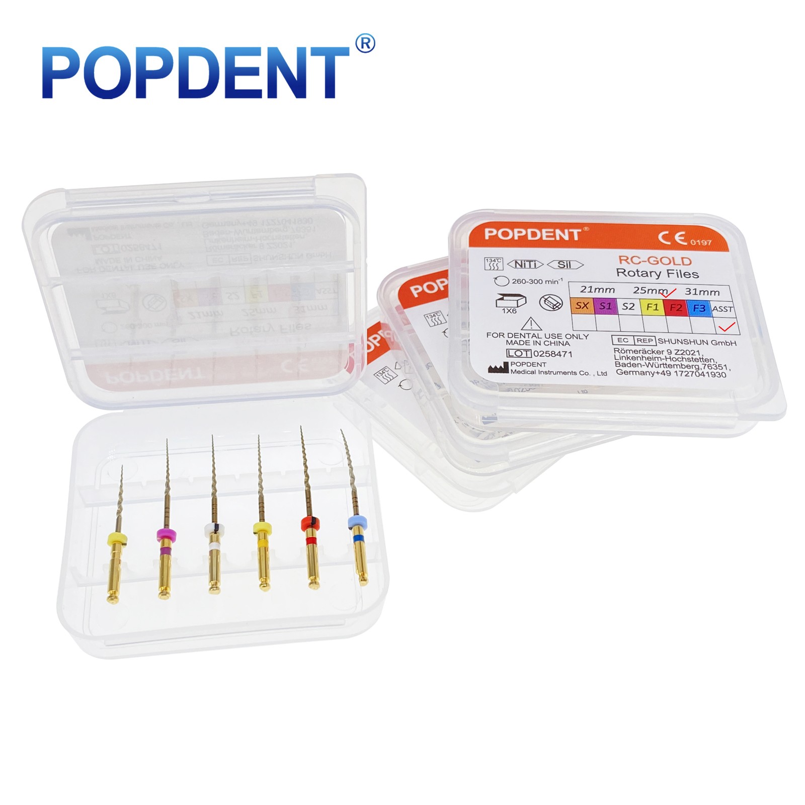 POPDENT Dental Endodontic Rotary Endo Root Canal File X-Pro Blue /Gold Taper