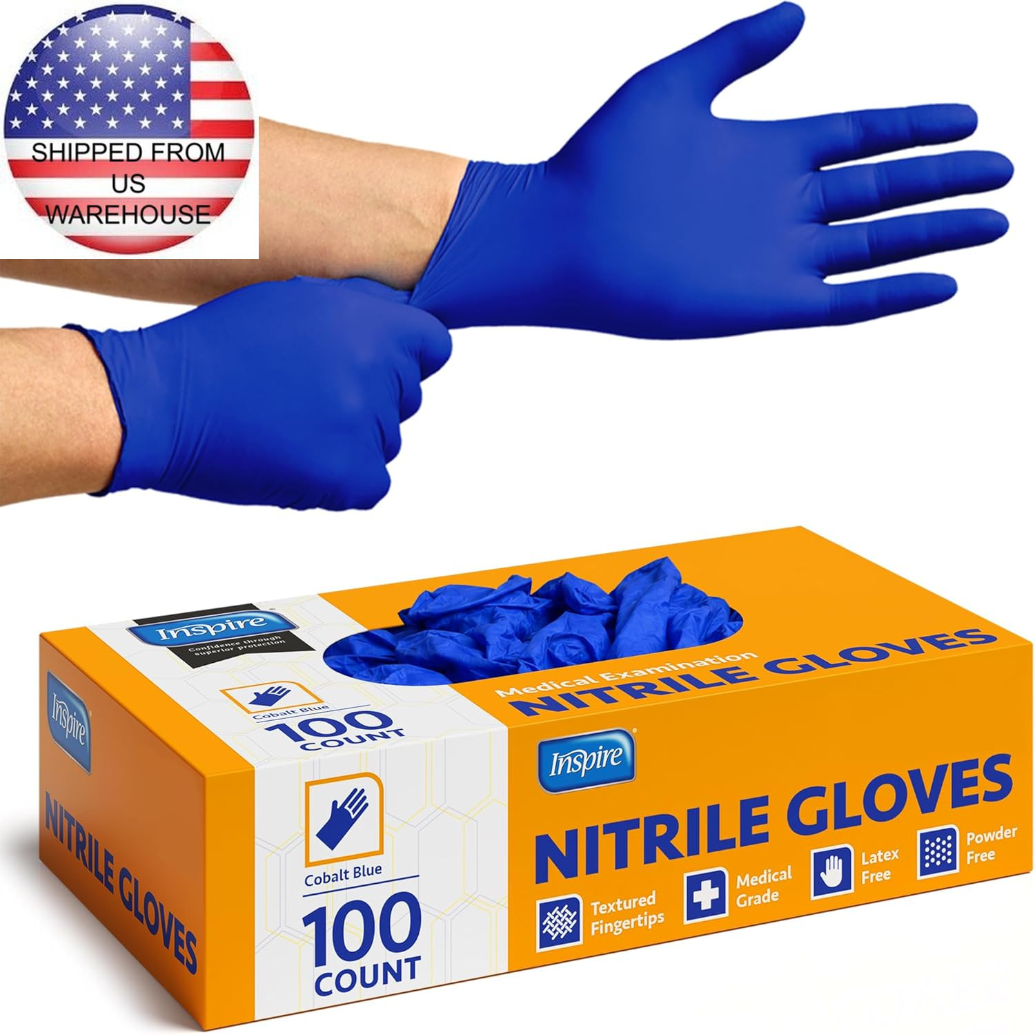 Cobalt Blue Nitrile Disposable Gloves 4.5 Nitrile Safety Medical FREE SHIPPING