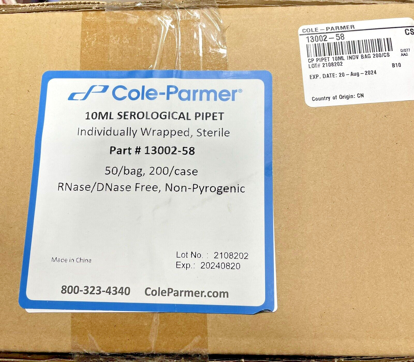 Cole-Parmer Essentials 10 mL Serological Pipettes – Case of 200 – Individually W