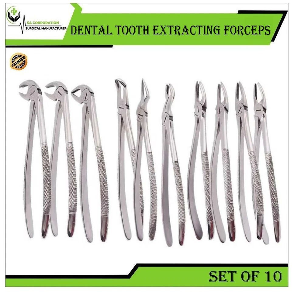 Premium Dental Extracting Forceps Tooth Extraction Instruments Set Of 10 pcs