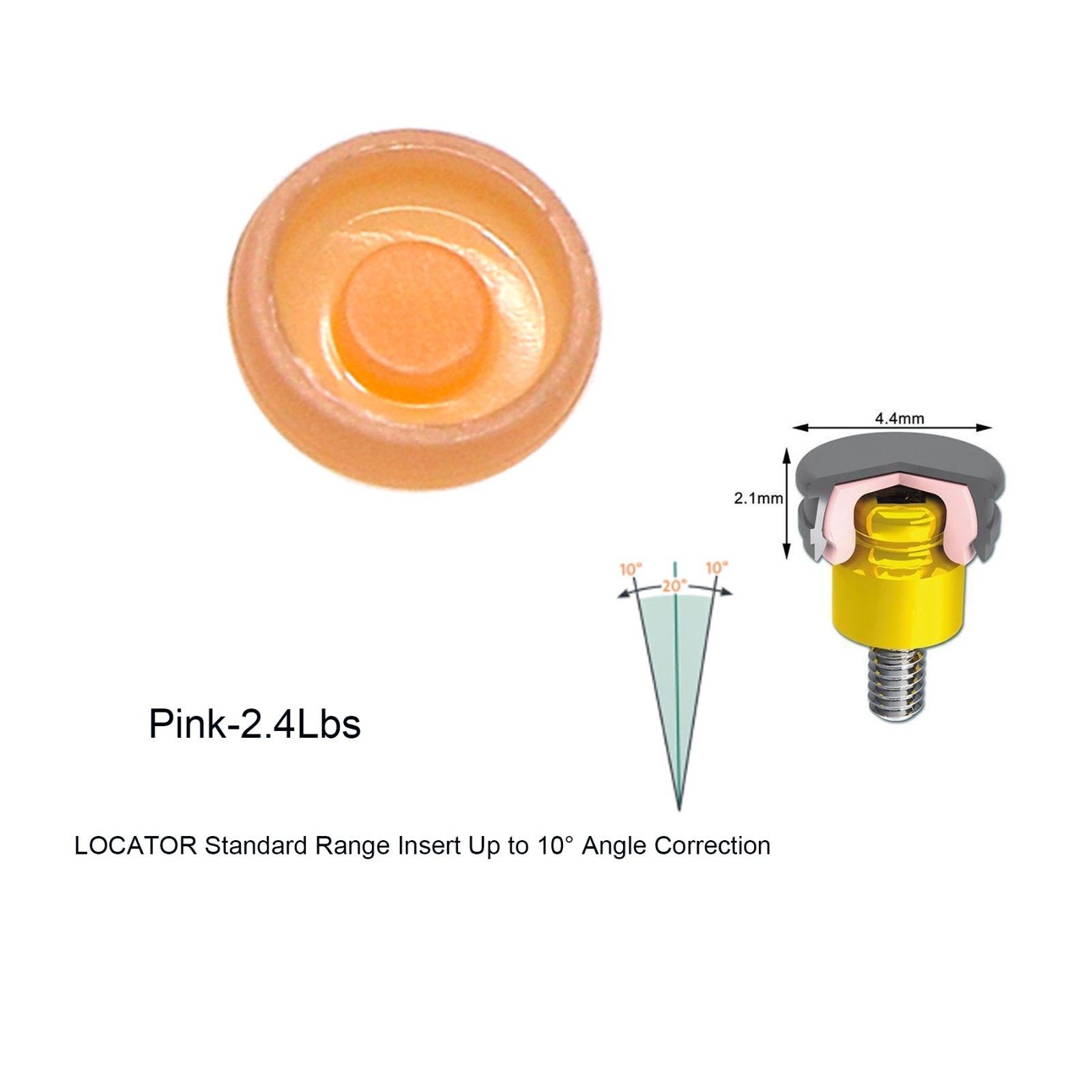 Dental Locator Classic Pink Standard Male Insert 2.4 lbs Light Retention Cap Set