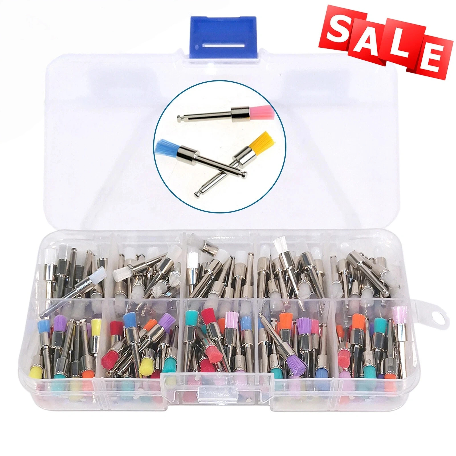 200Pcs Dental Nylon Materials Closure Flat Polishing Prophylaxis Brushes