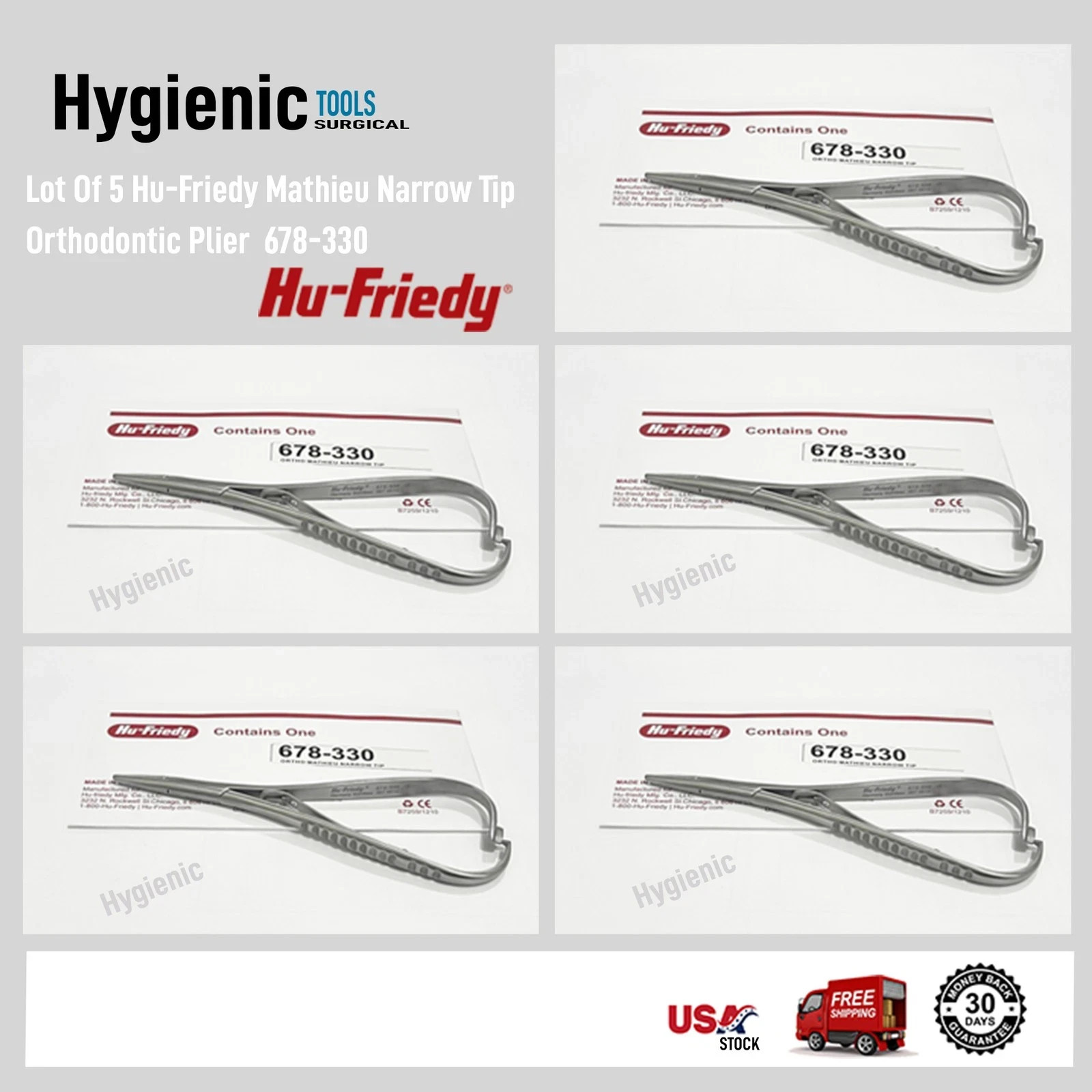 LOT OF 5 HU FRIEDY Mathieu Narrow Tip Orthodontic Plier | 678-330