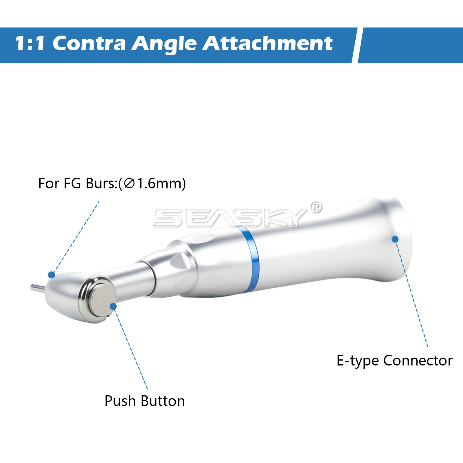 Dental Low Slow Speed Contra Angle Handpiece Fit FG 1.6mm Burs E-type