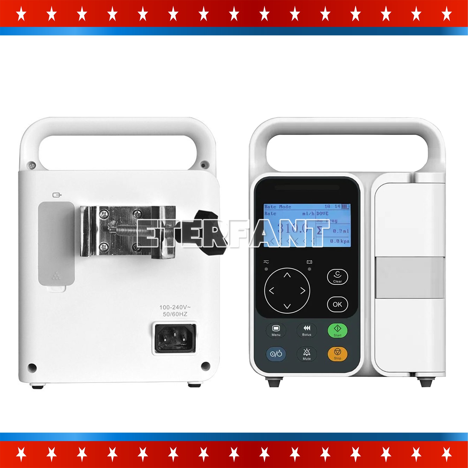 IP3 Portable Infusion Pump Real-time Alarm LCD Display Built-in Battery KVO Mode