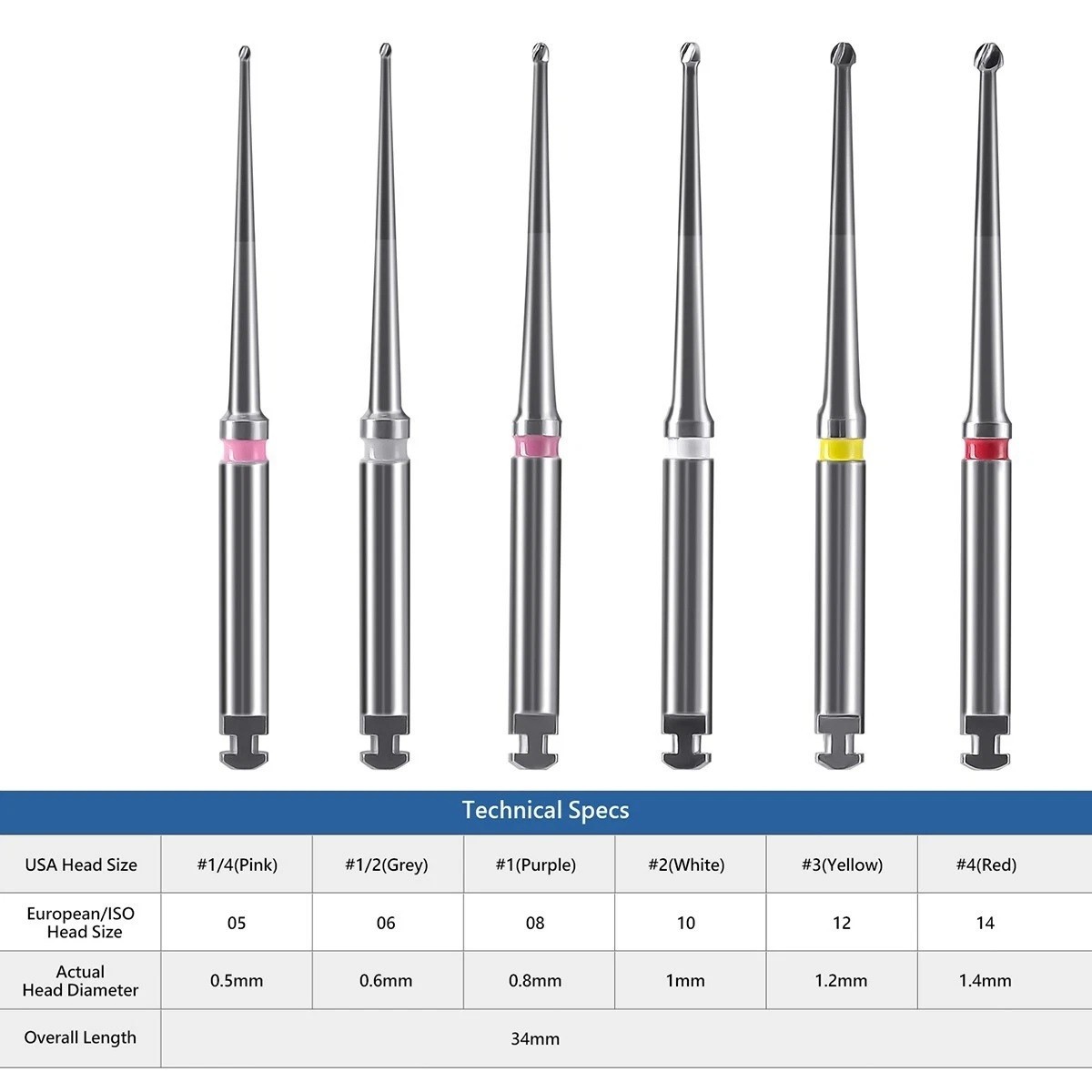Endodontic Munce burs alternatives Carbide Bur RA 31/34MM Assorted burs (6/pack)