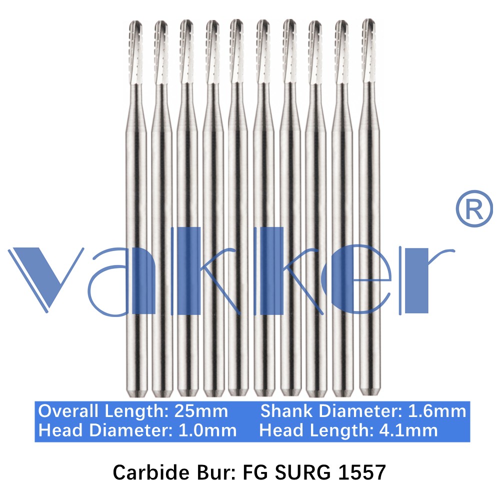 10/Pk Dental Surgical Carbide Friction Grip Burs High Speed 25mm FG SURG 2 4 6 8
