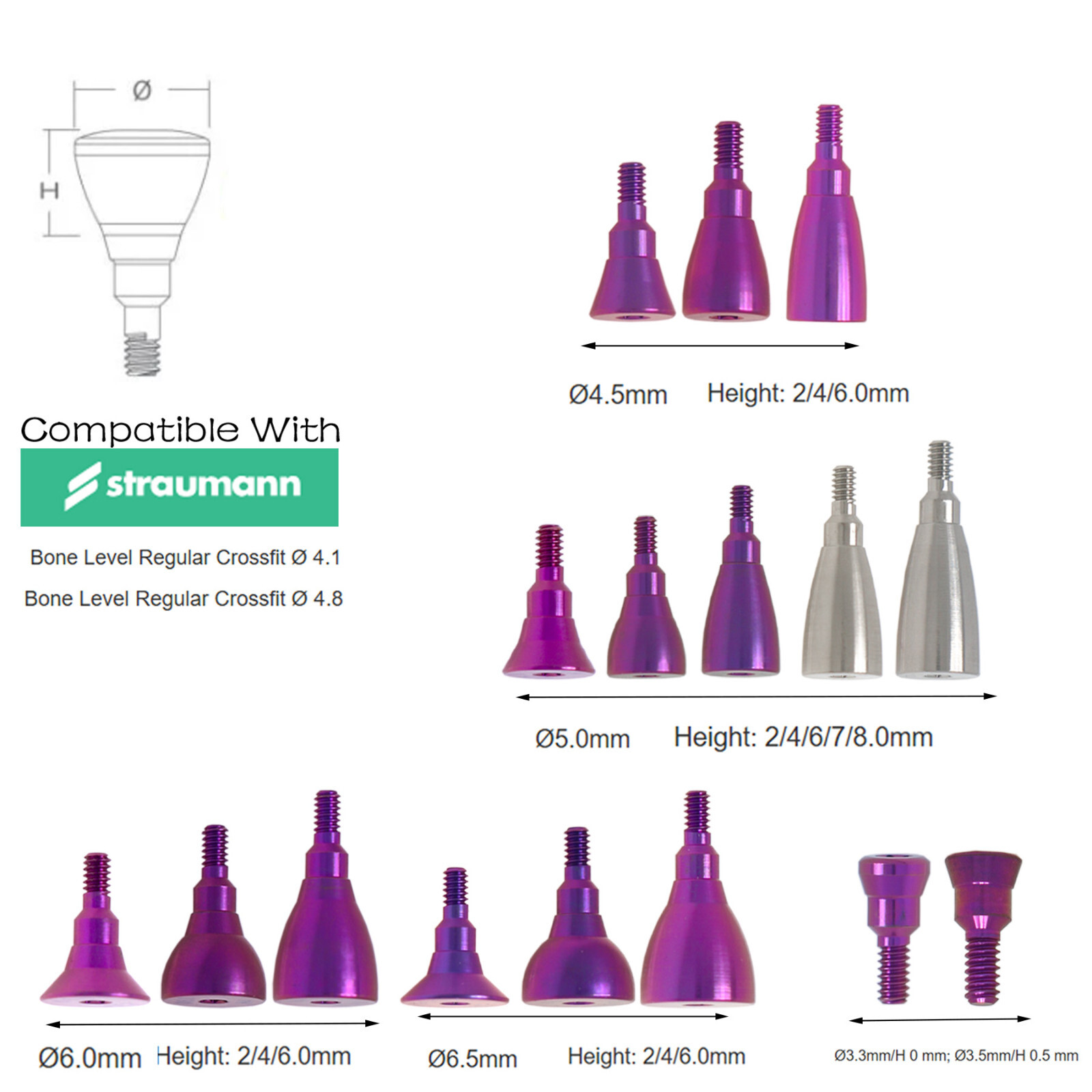 US Healing cap abutment Straumann BLT Conical connection Compatible Ø4.1-Ø4.8 RC
