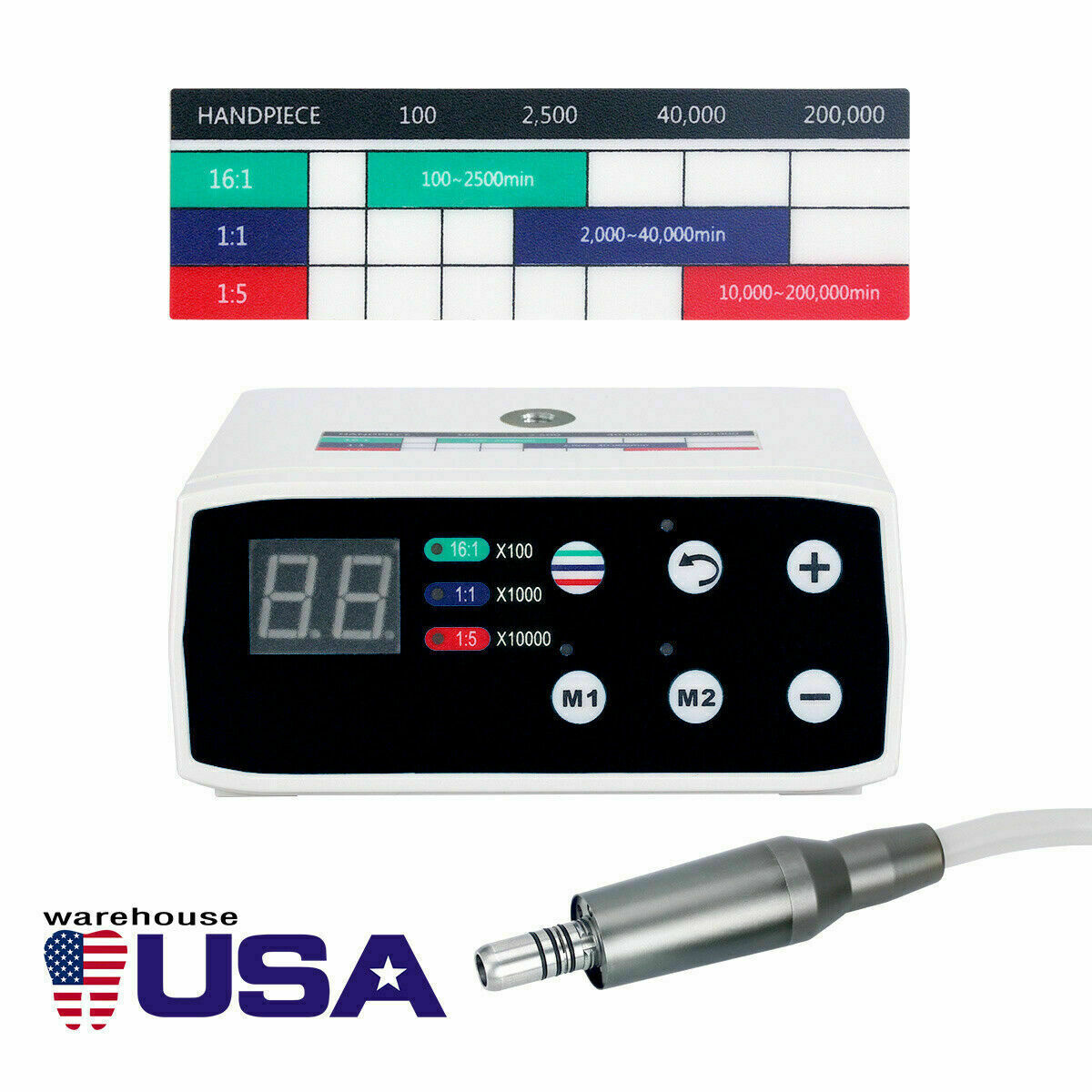Dental LED Brushless Electric Micro Motor Internal / 1:5 Contra Angle Handpiece