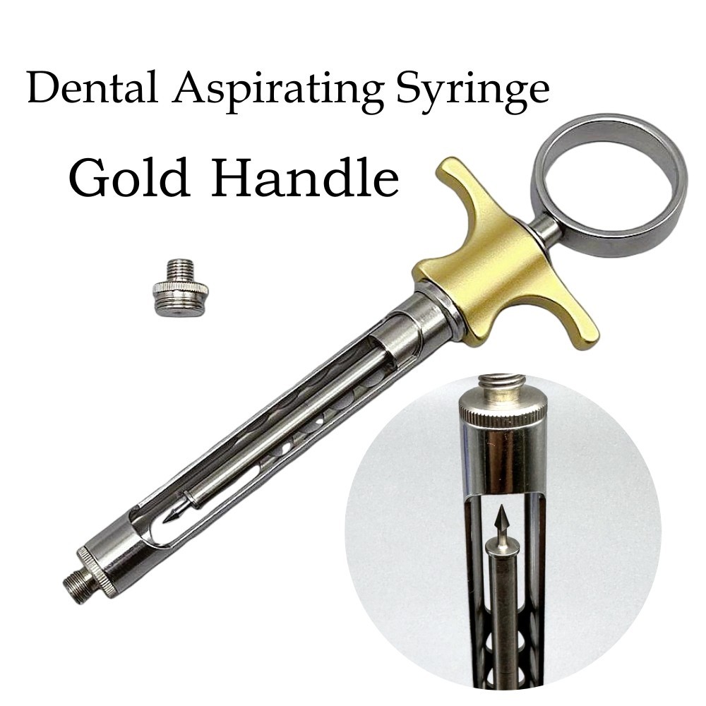1Pc Dental Aspirating Syringe 1.8 ML/CC Premium Grade Material Gold Handle