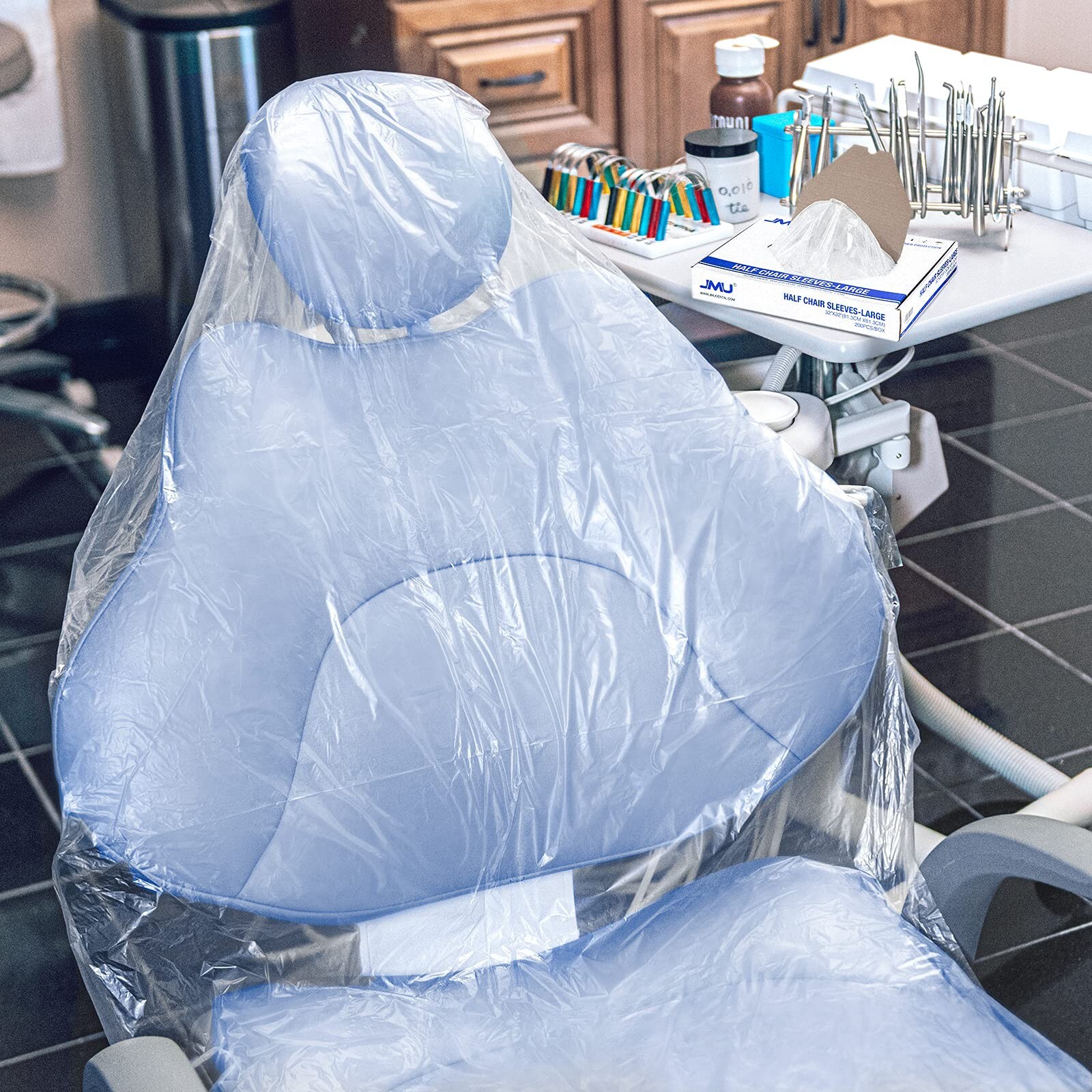 225 JMU Dental Half Chair Cover Sleeves Size 27.5″x 24″Medium Disposable Plastic