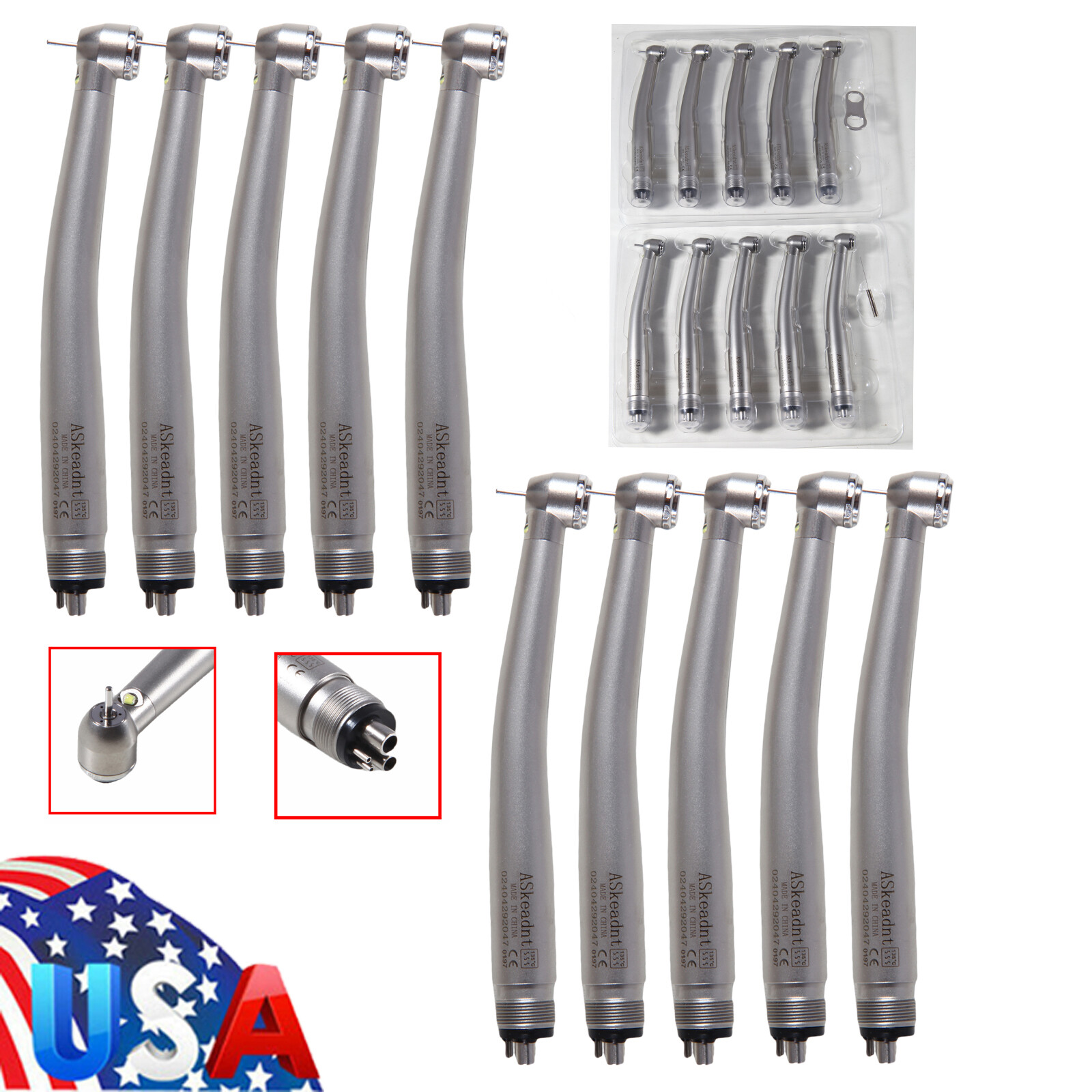 10 PACKS ASkeadnt Dental Turbine High Speed Handpiece