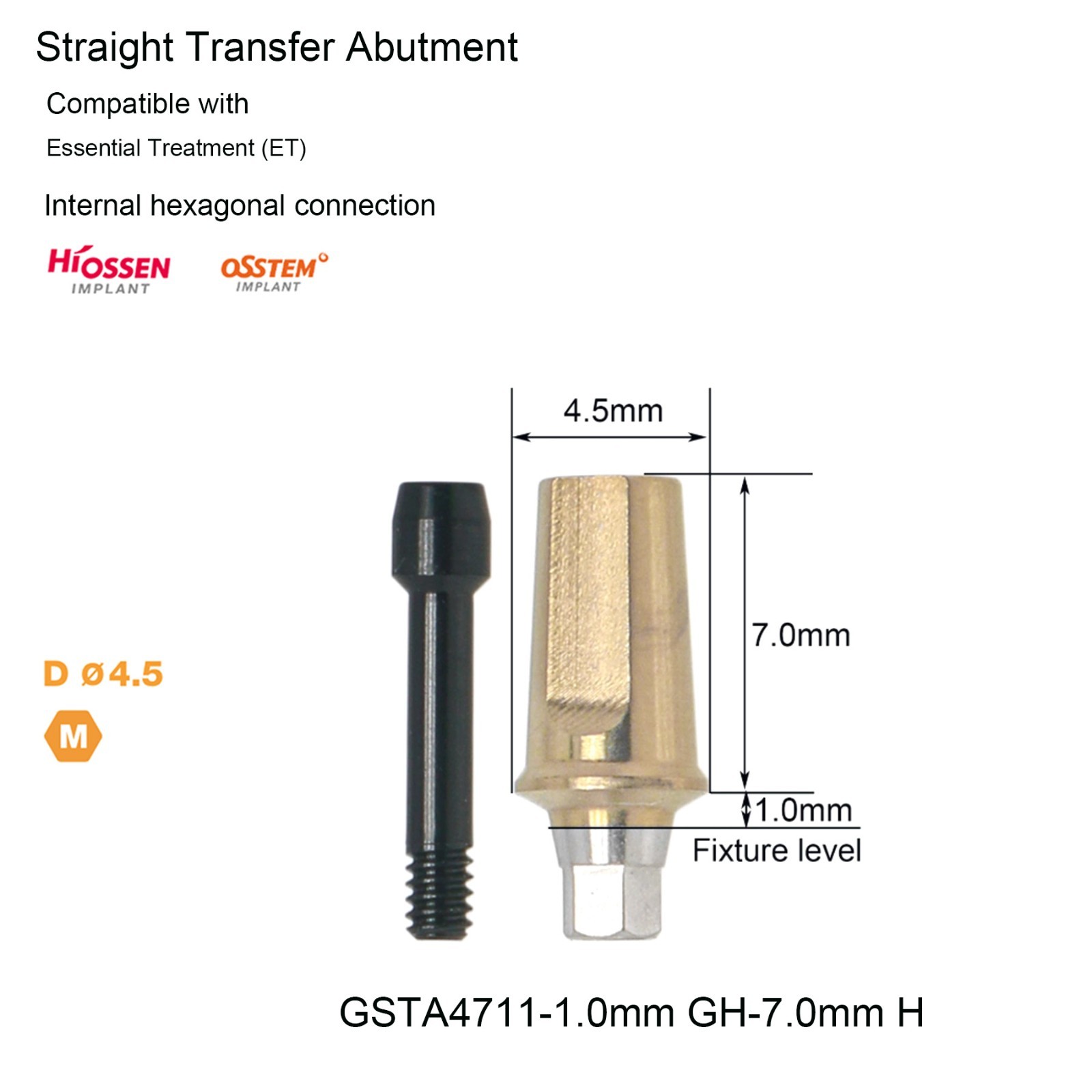 US Dental Prosthetics Angled 17°/Straight Titanium Abutment fit Hiossen ET OSS