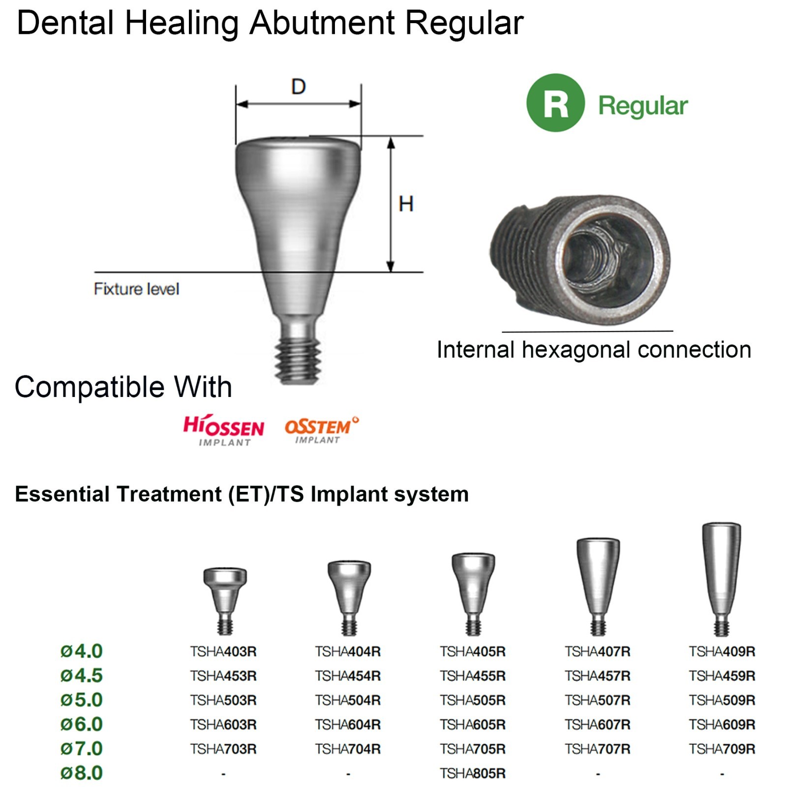 5Pcs Dental Healing Cap Ti Mini/Regular for Hiossen Internal Hex fit 1.2mm Drive