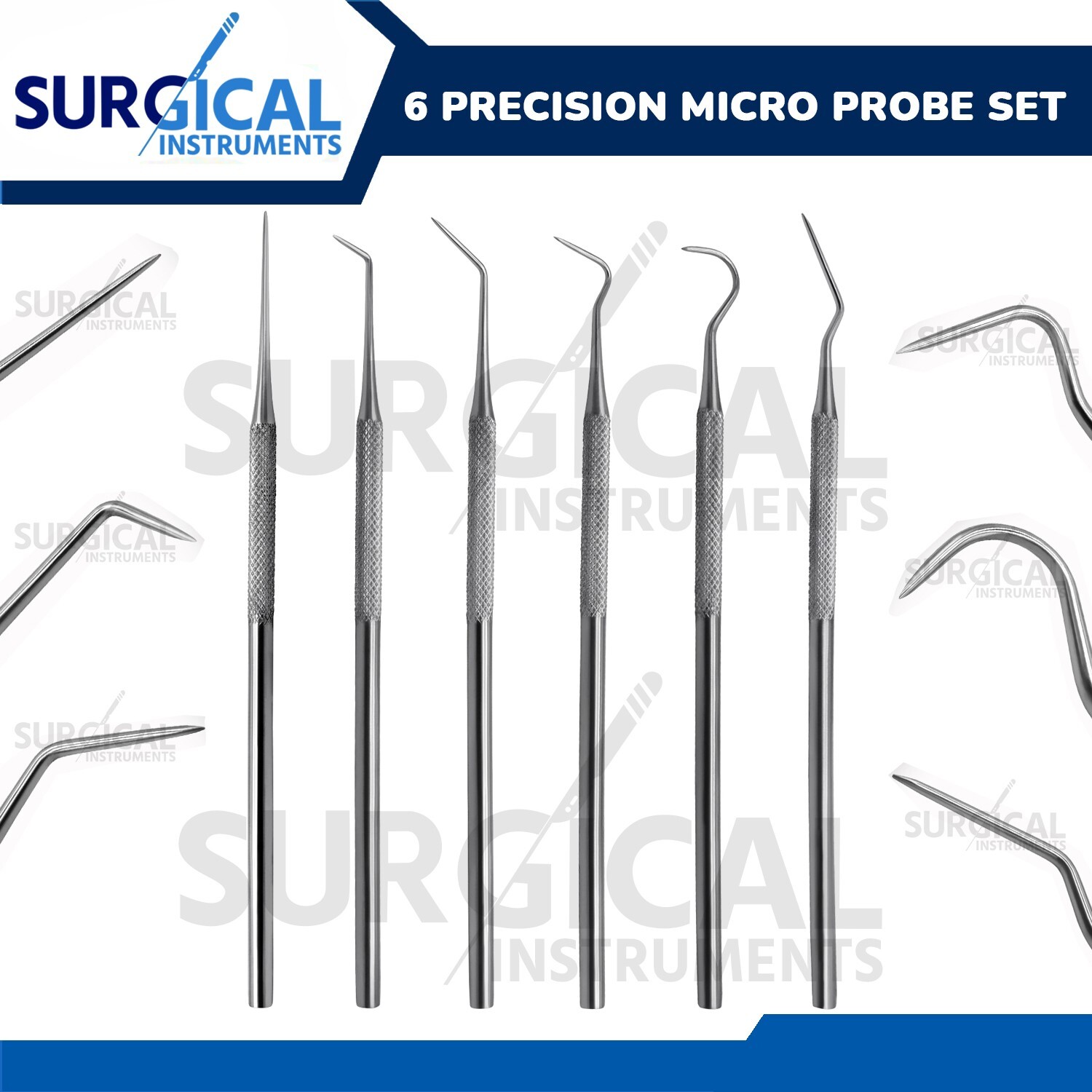 Set of 6 Pcs Precision Micro Probe Kit Combo Stainless Steel German Grade