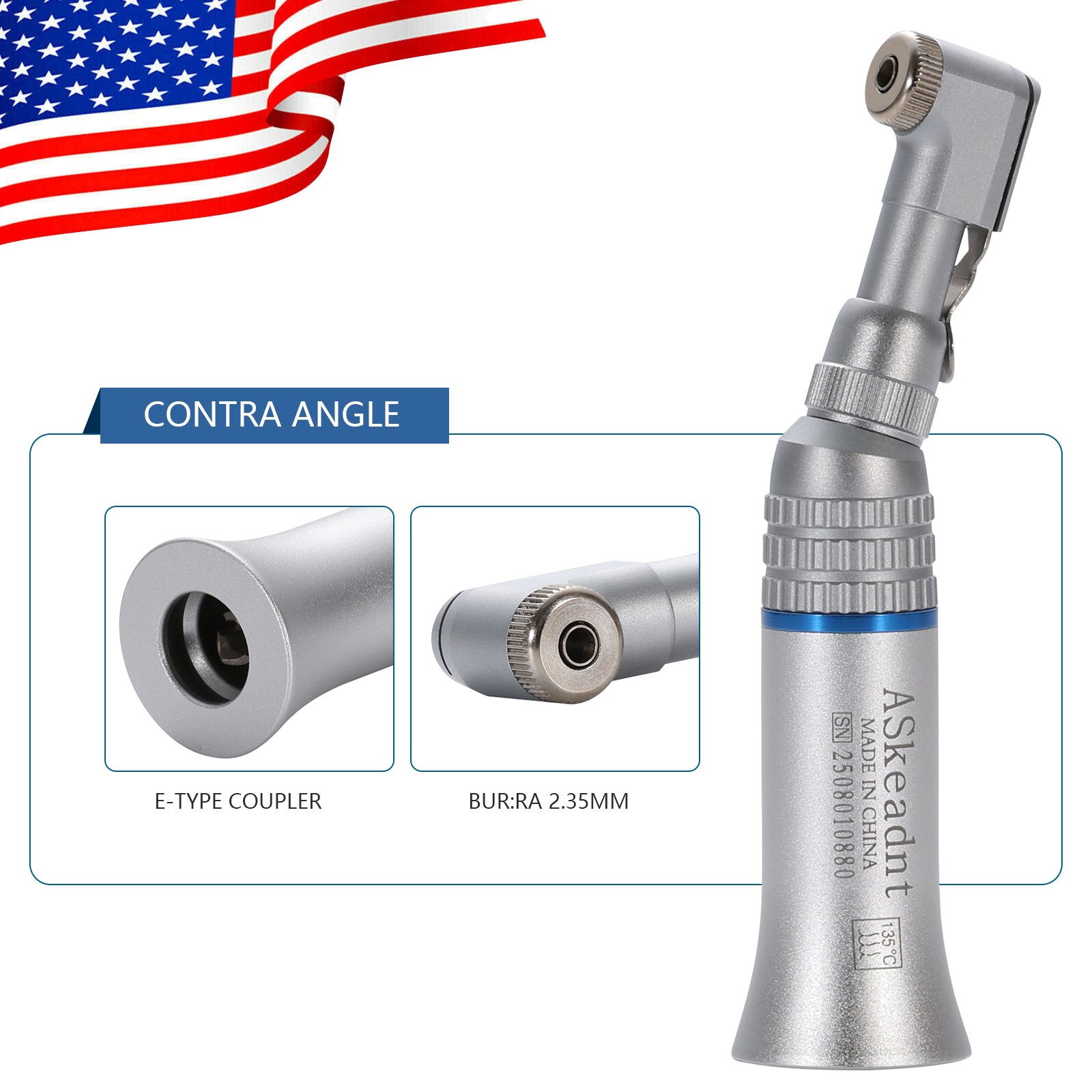 1/5/10Pcs Dental Low Speed Contra Angle Handpiece Latch Bur Fit E-type Motors