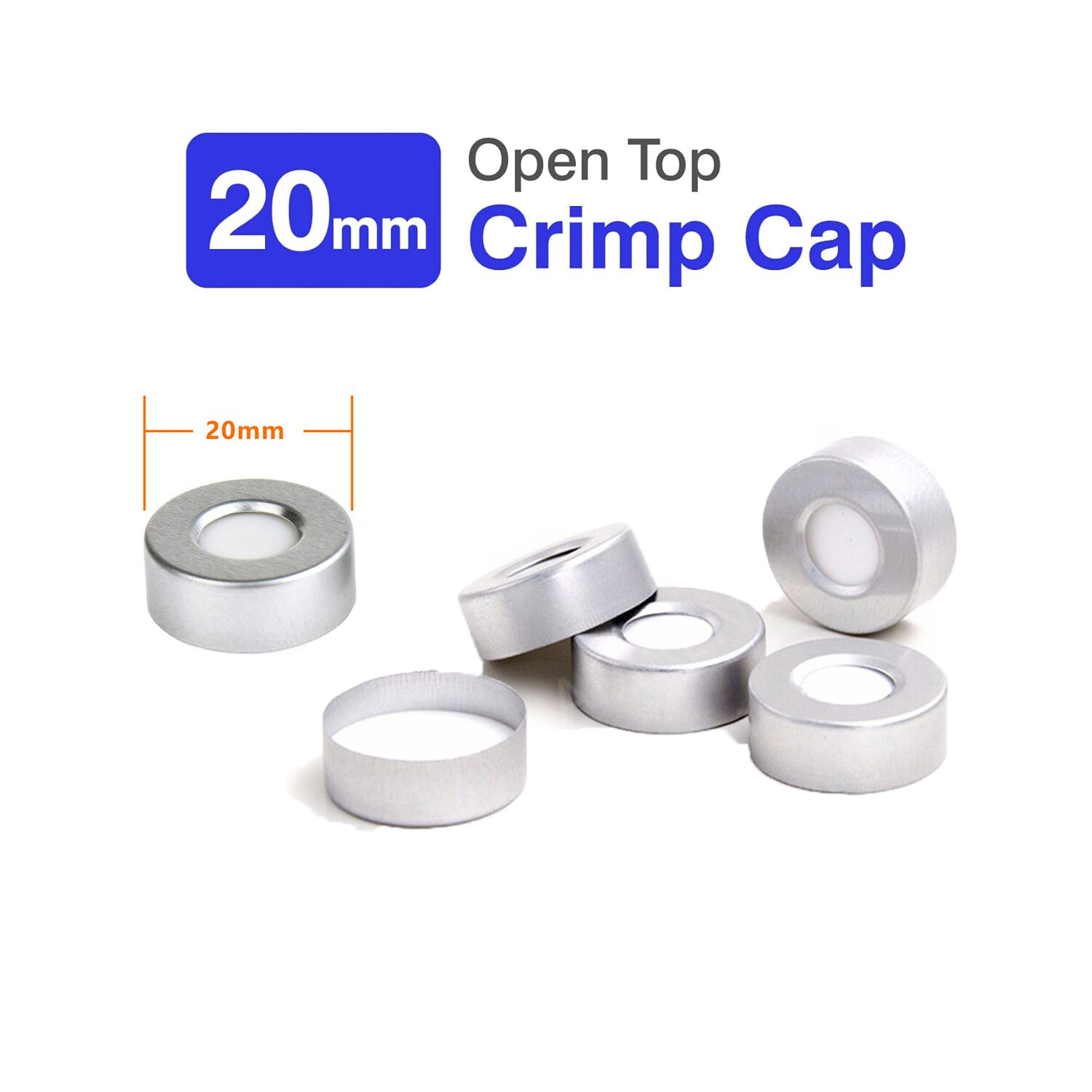 Simpure 5000pcs 20mm Crimp Top Caps Aluminum Crimp Seal for 10ml 20ml HPLC Vials