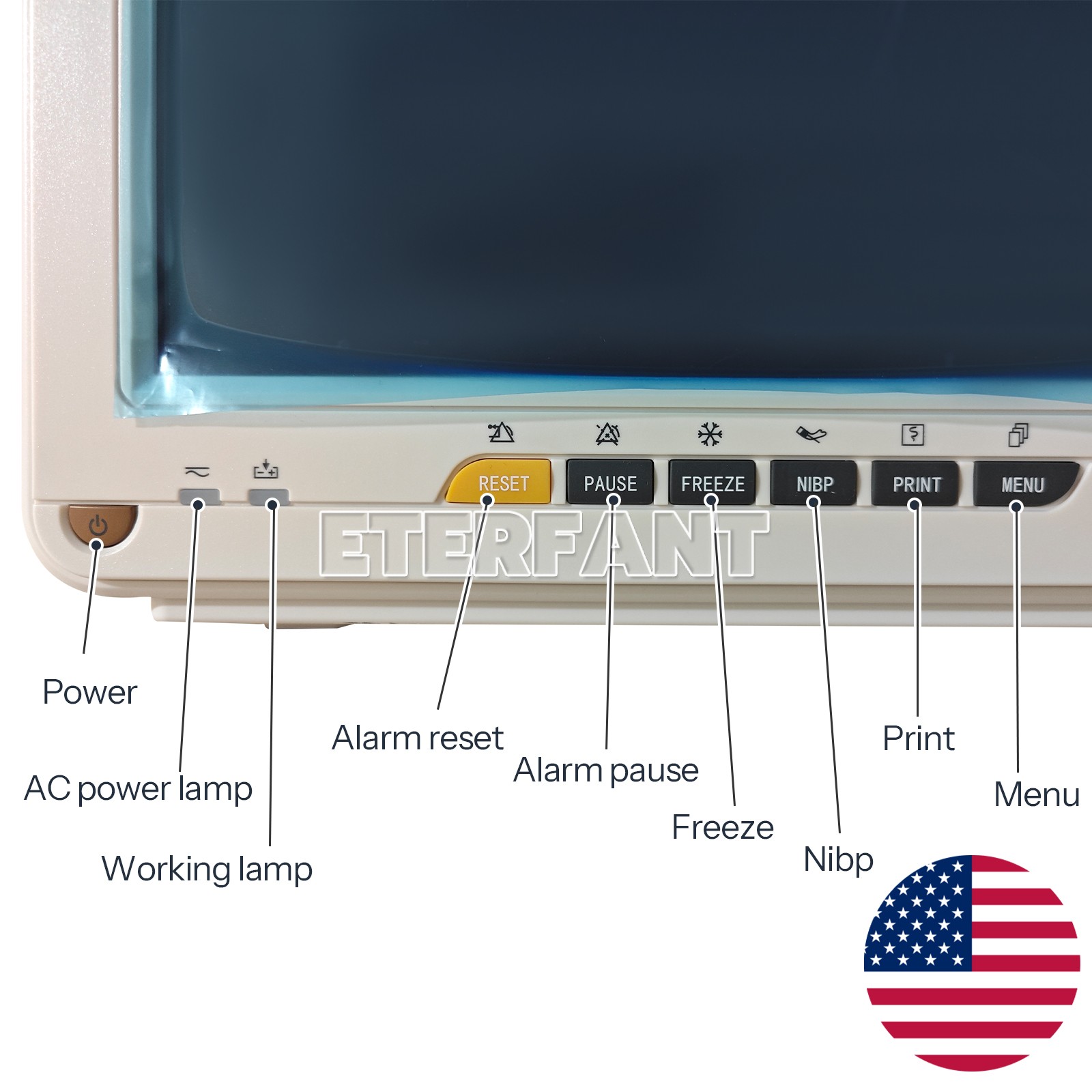 12/8″ Patient Monitor F Hospital CCU ICU Vital Sign TEMP SPO2 PR NIBP/RESP ECG