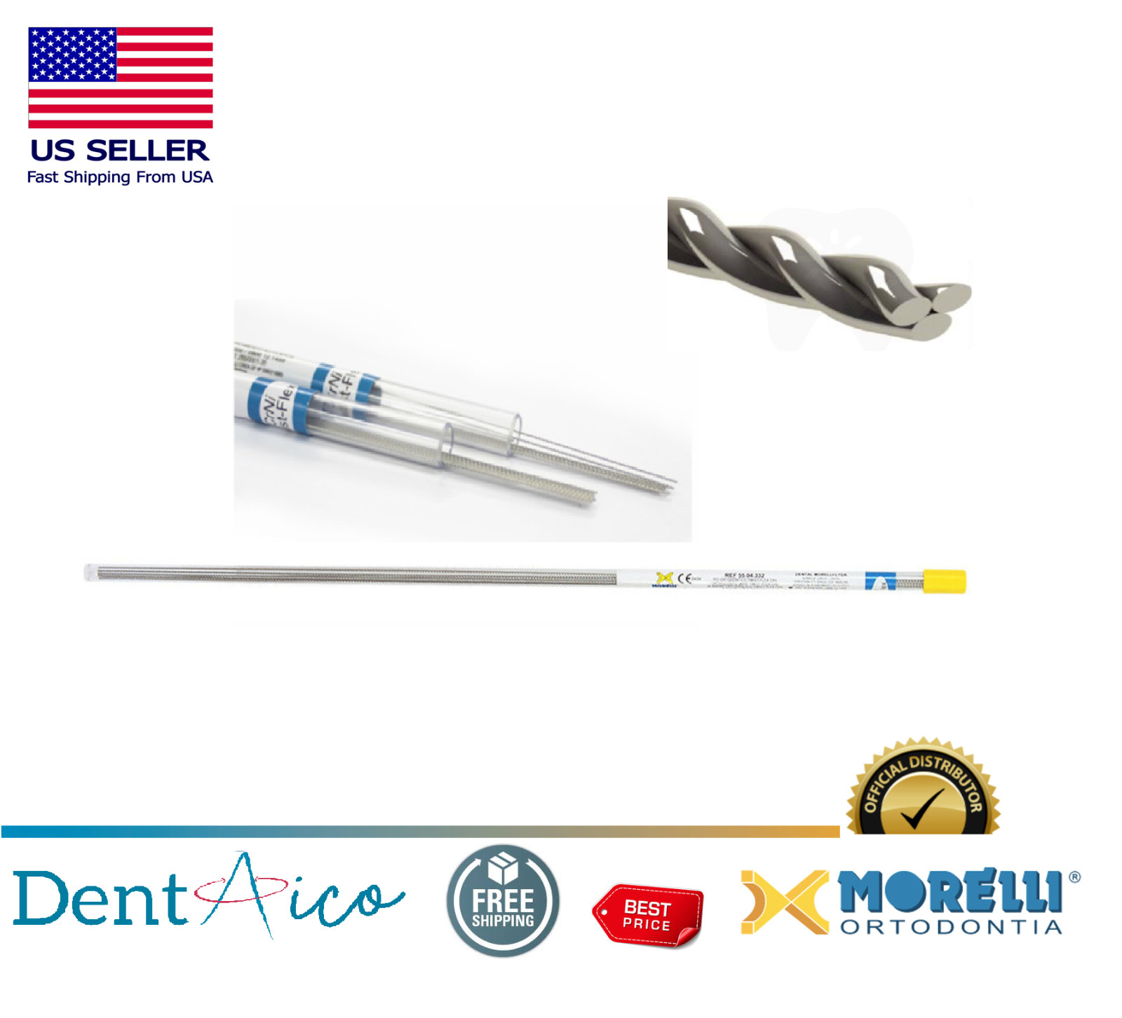 MORELLI Wire Twist flex 3 wires CrNi Round Ø0,45mm (.018″) Stick Dental